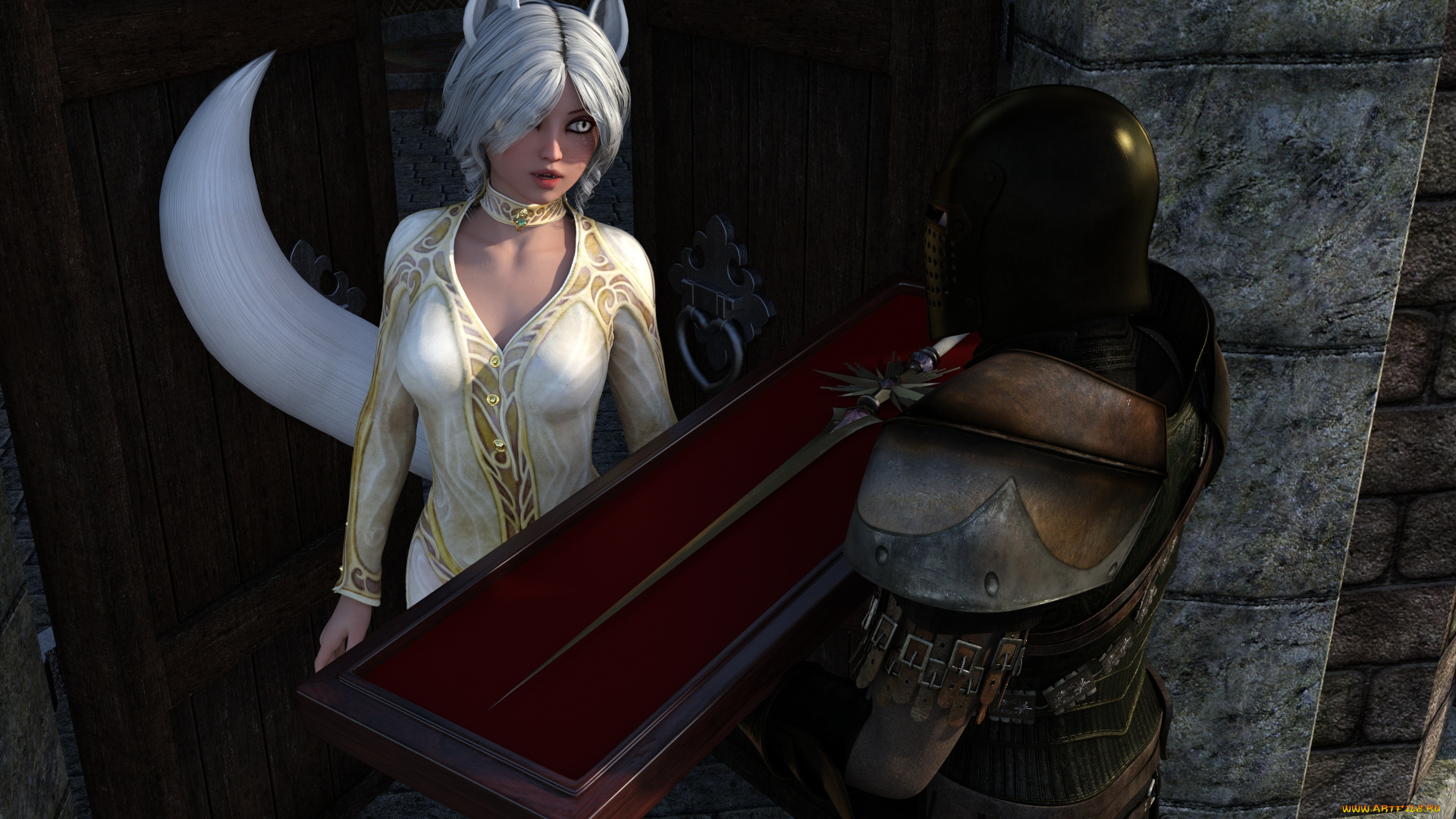 3д, графика, существа, , creatures, фон, взгляд, девушка