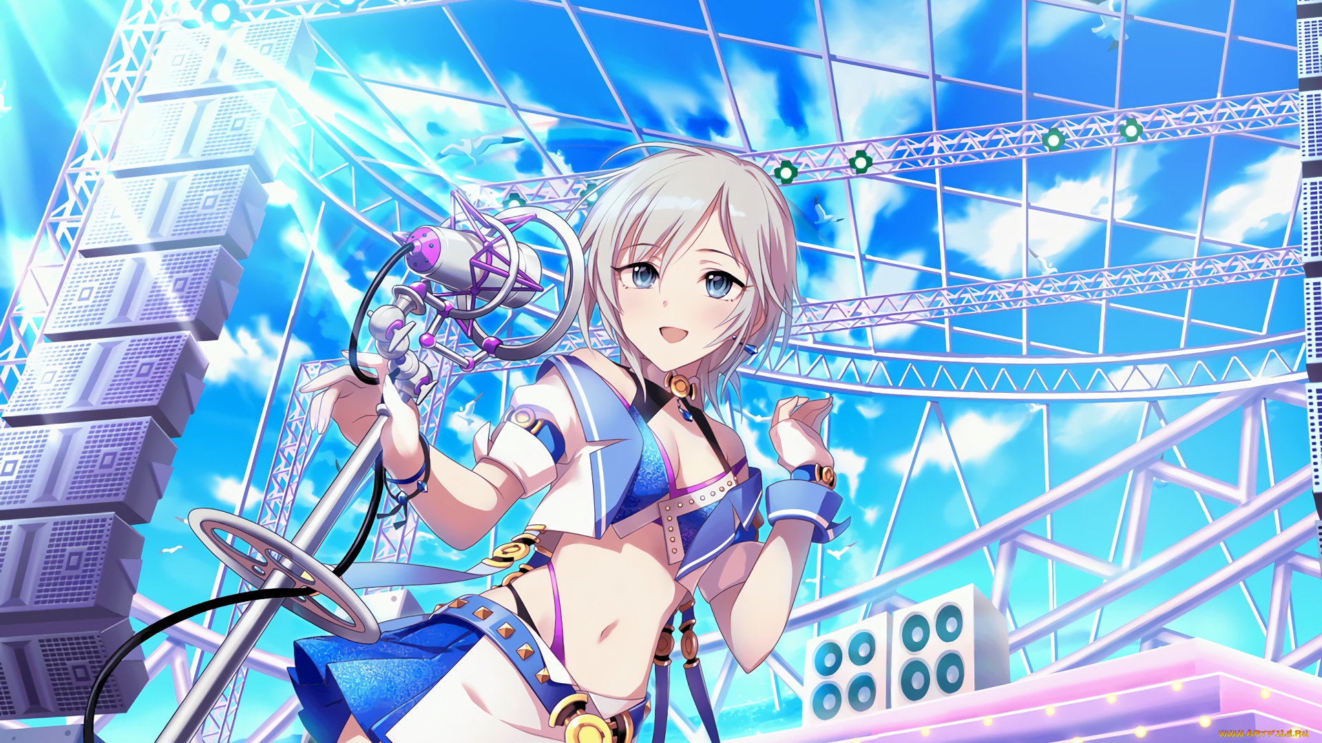 аниме, idolm@ster, взгляд, девушка, фон