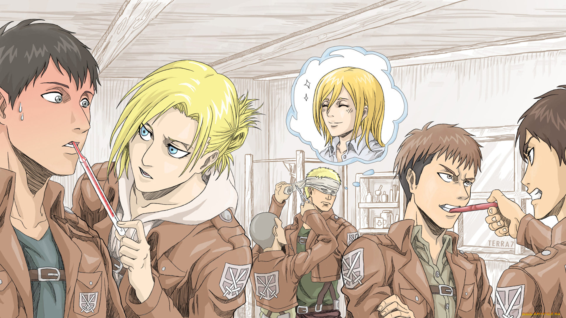 аниме, shingeki, no, kyojin, атака, титанов