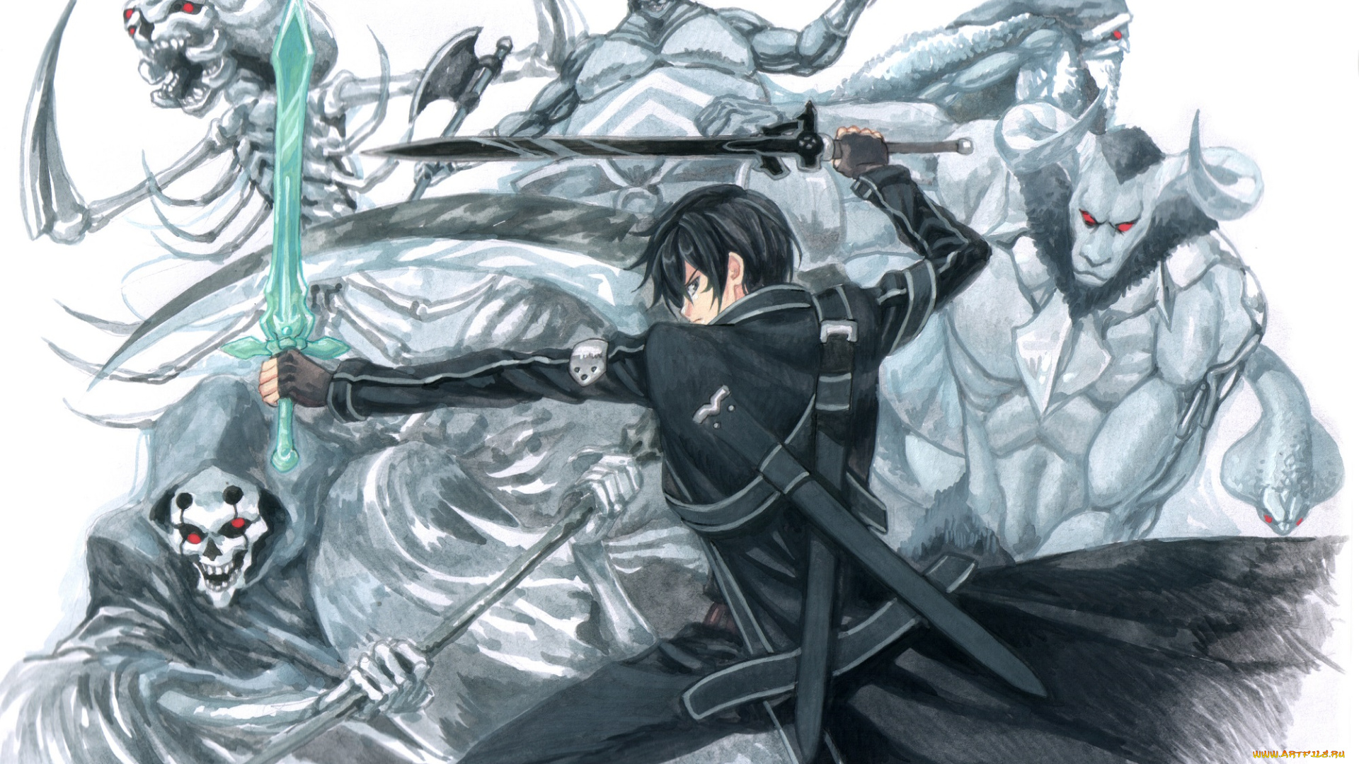 аниме, sword, art, online, кирито