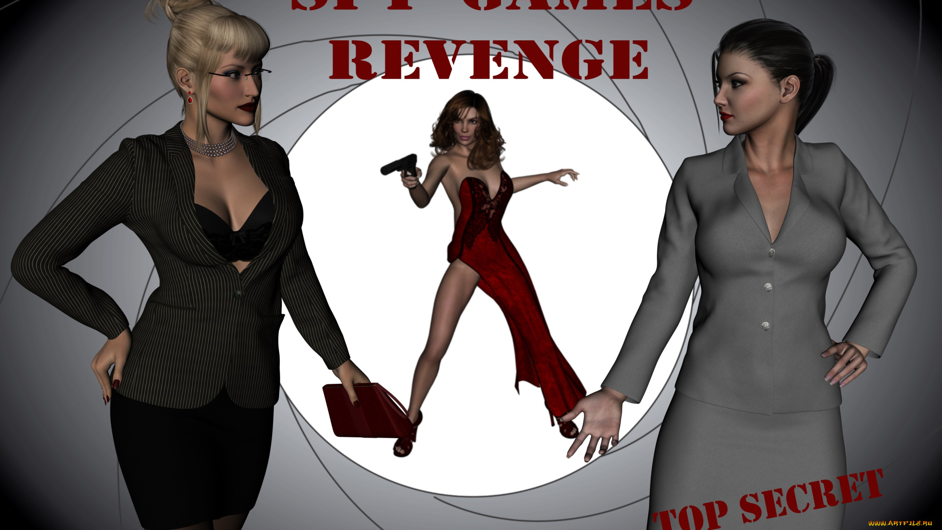 spy, games, revenge, 3д, графика, фантазия, , fantasy, девушки, взгляд, фон
