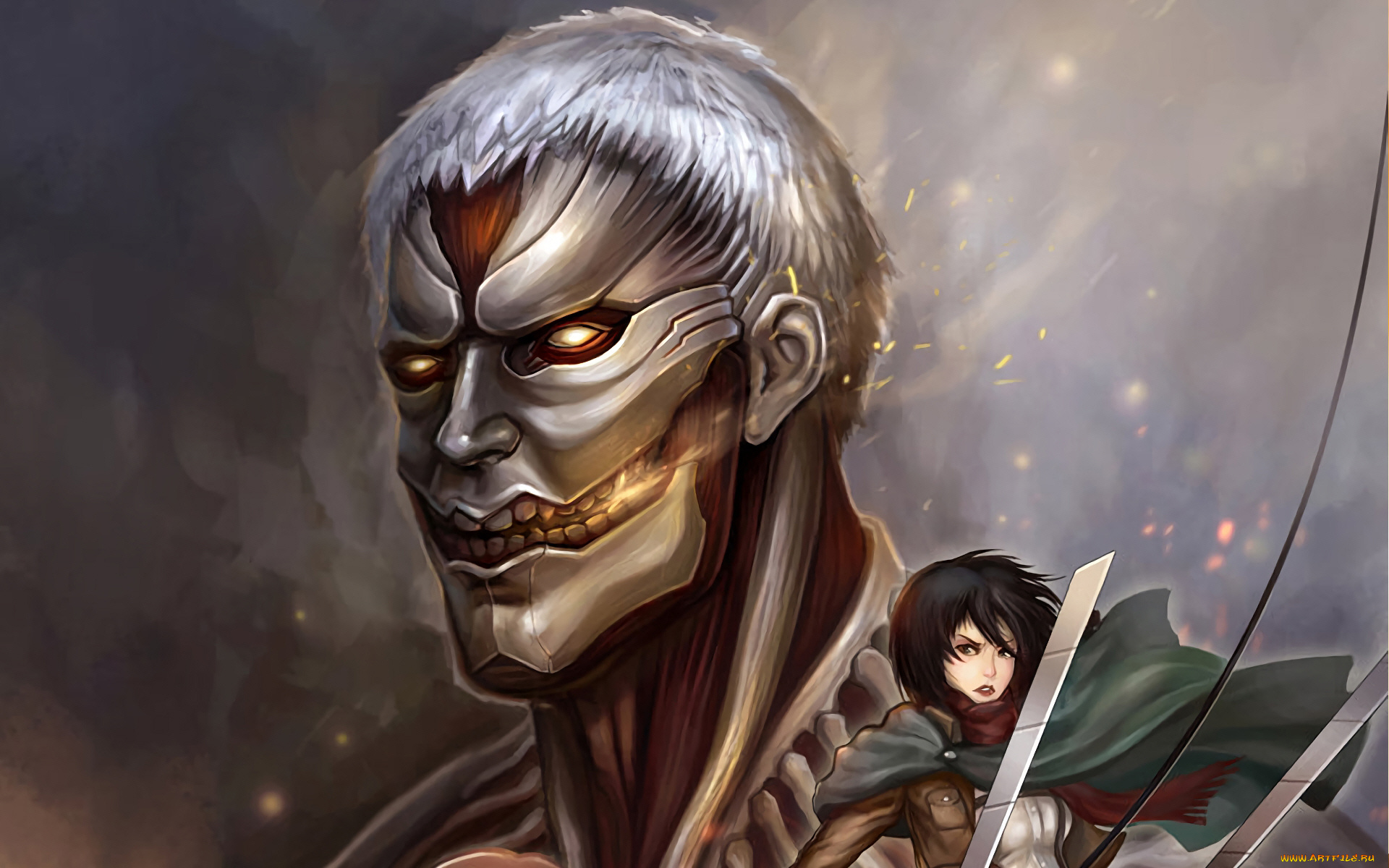 аниме, shingeki, no, kyojin, атака, титанов