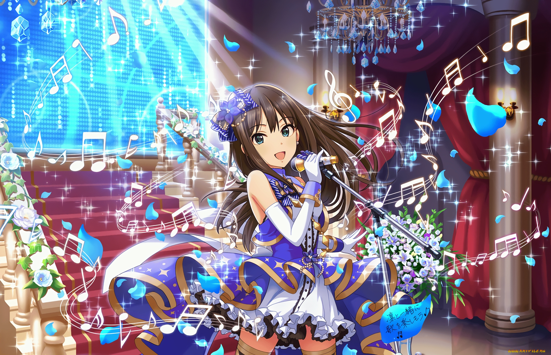 аниме, idolm@ster, девушка, взгляд, фон