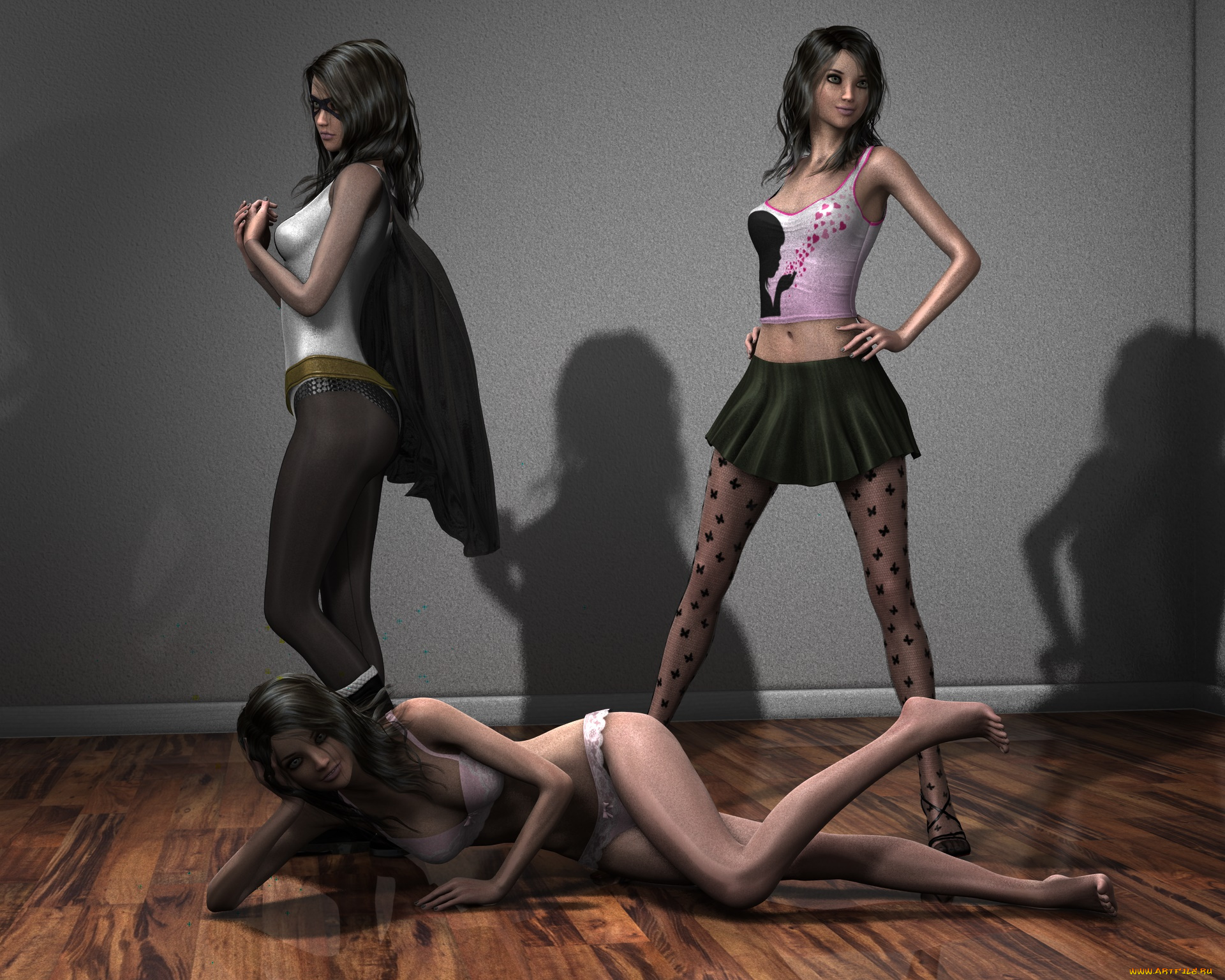 3д, графика, люди, , people, девушки, взгляд, фон