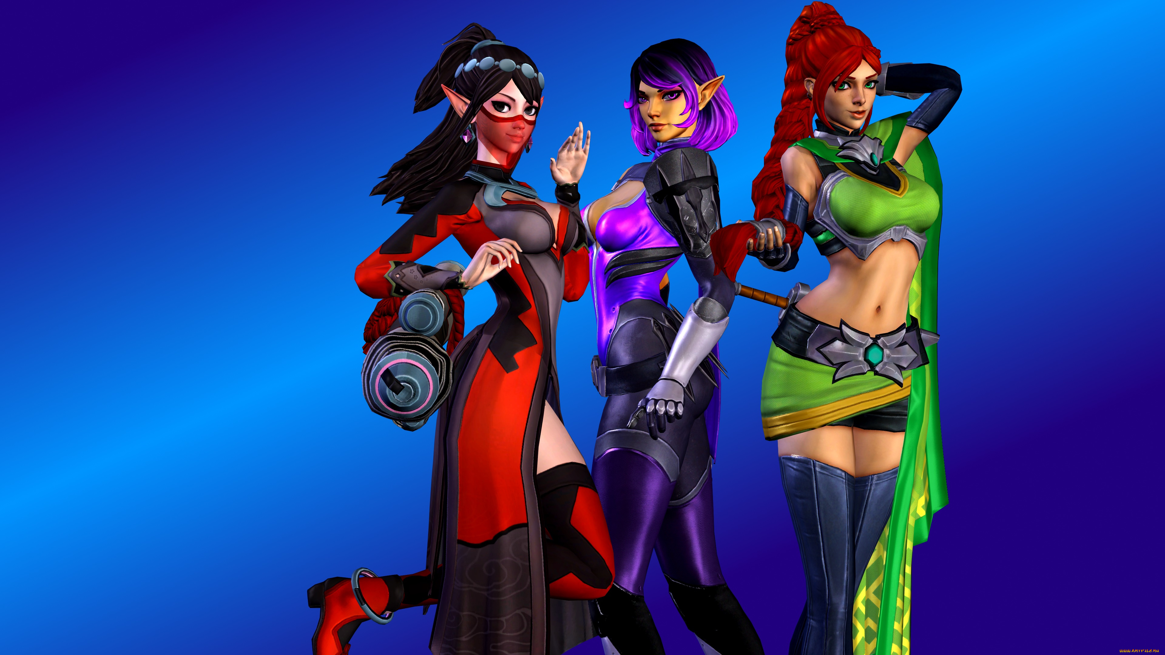 3д, графика, эльфы, , elves, фон, взгляд, девушка