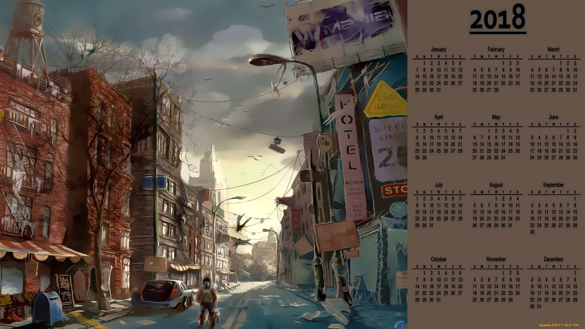 календари, фэнтези, улица, город, здание
