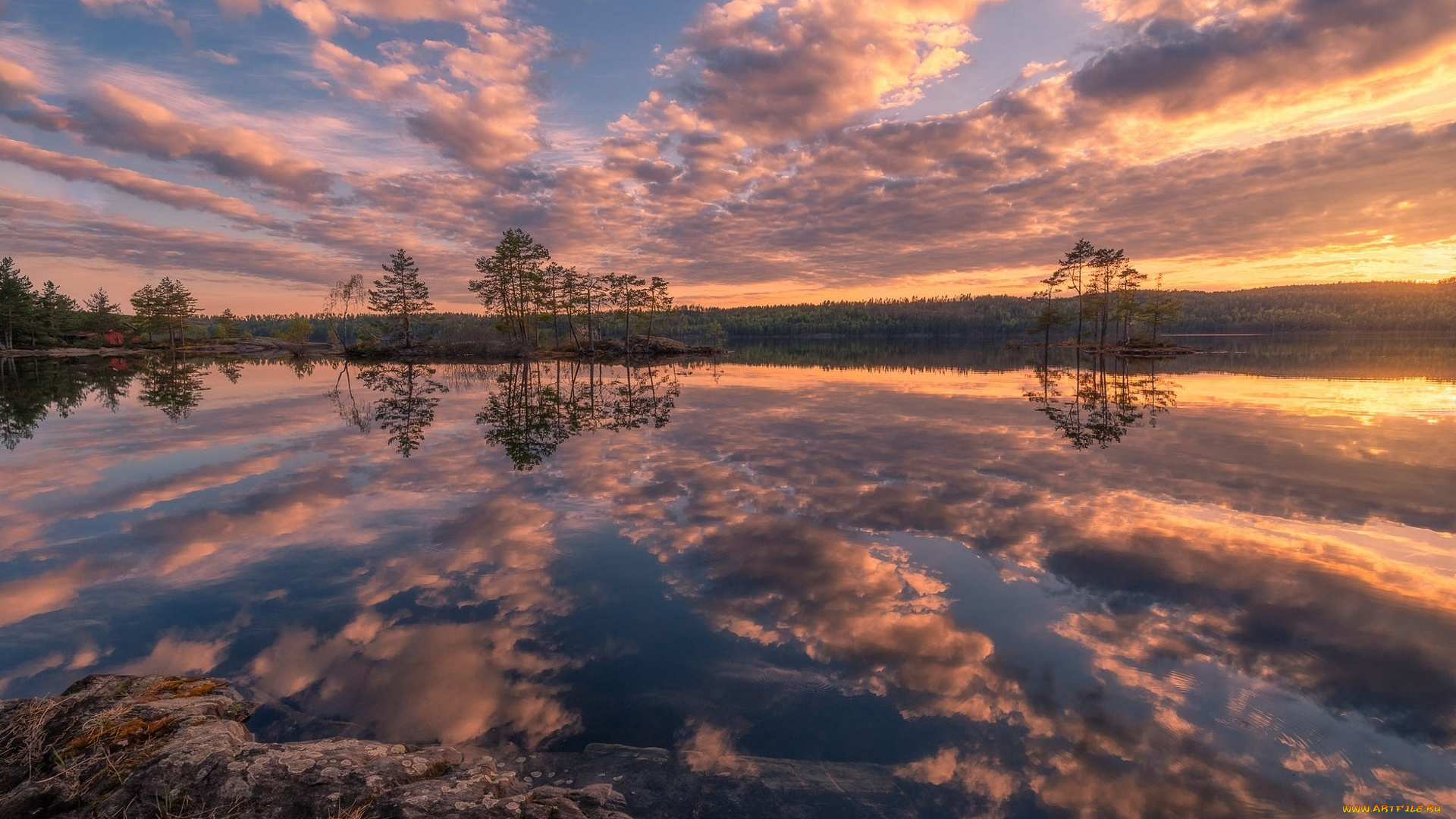 природа, реки, озера, небо, облака, деревья, река, отражение, разлив