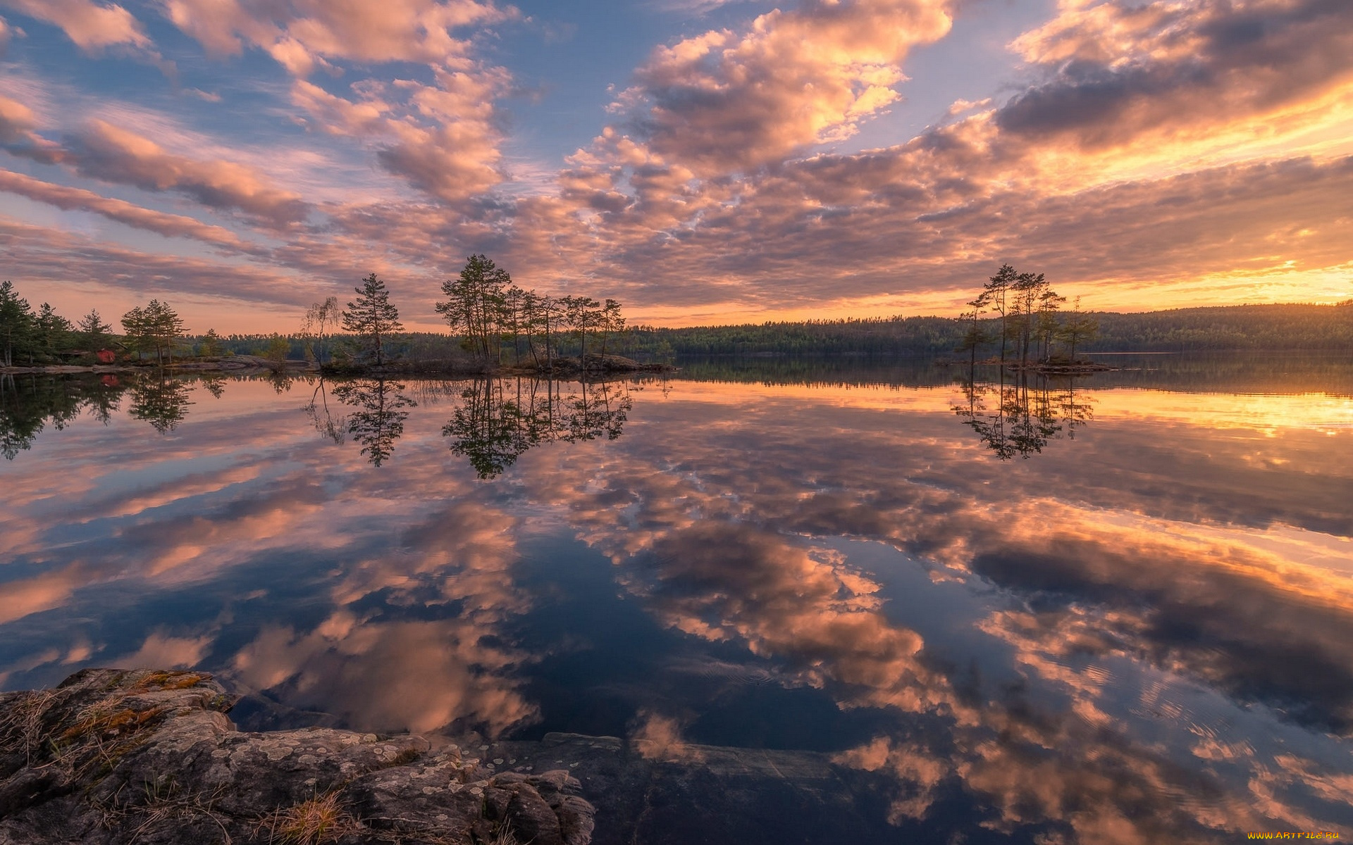 природа, реки, озера, небо, облака, деревья, река, отражение, разлив
