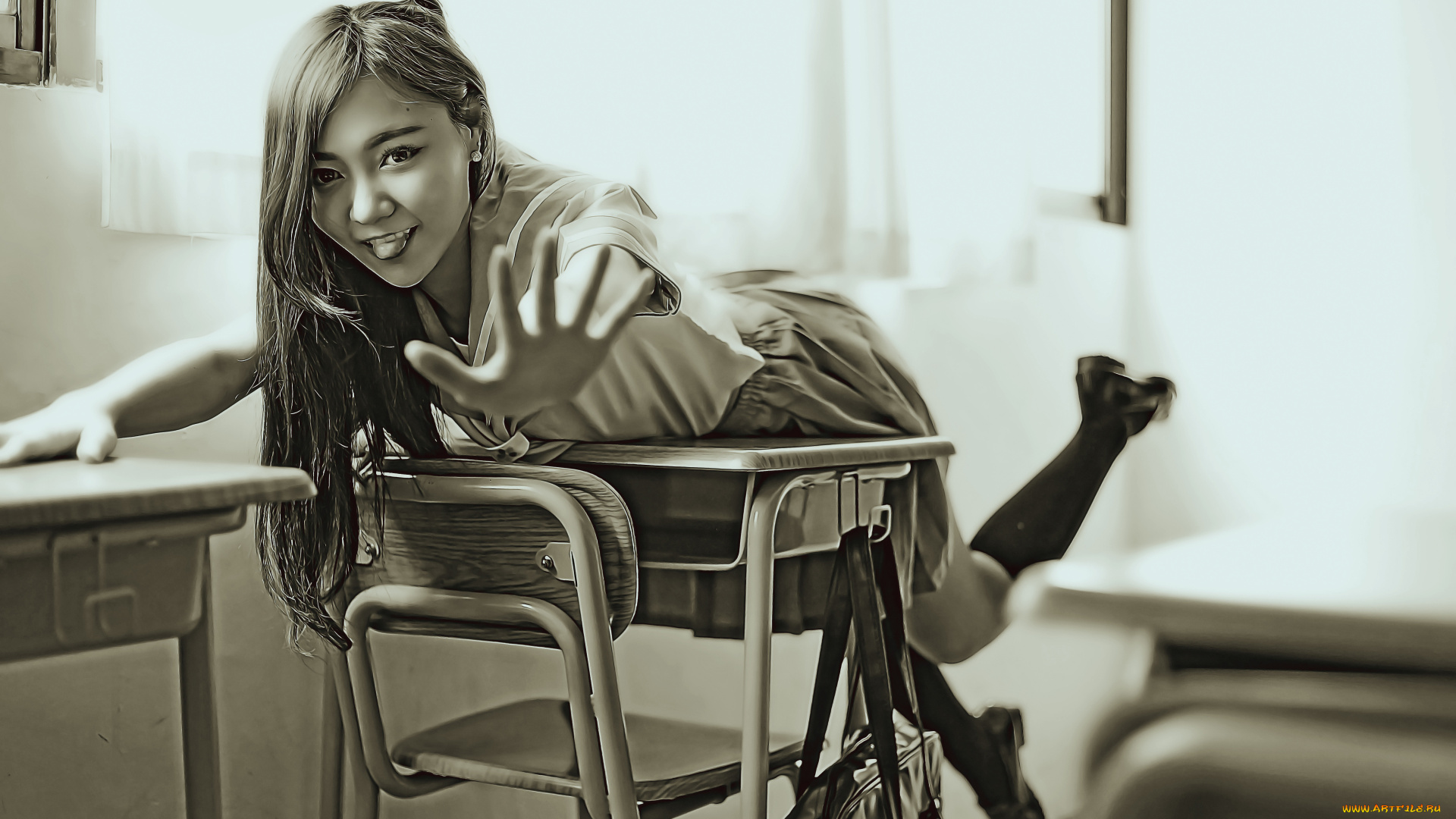 календари, компьютерный, дизайн, 2019, calendar, лежать, мебель, стол, девушка, азиатка