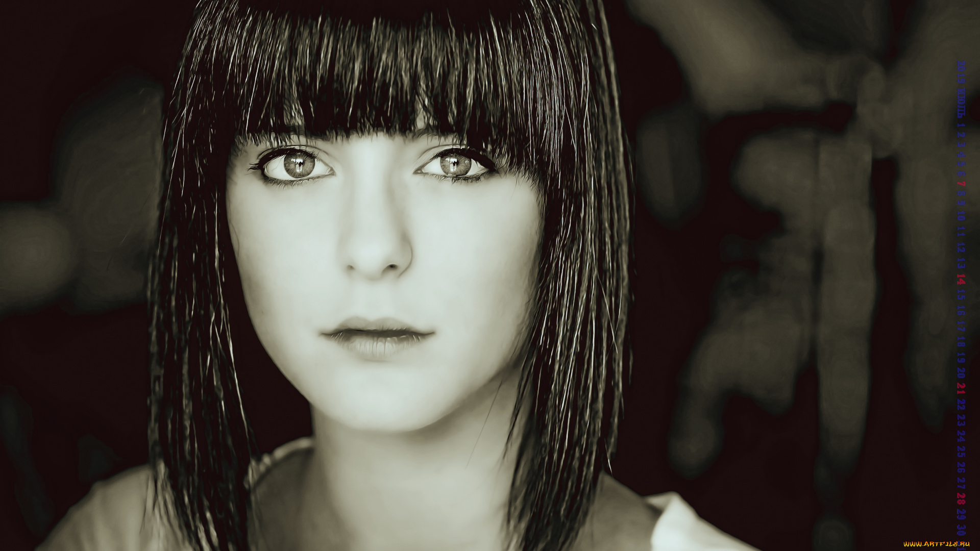 календари, компьютерный, дизайн, 2019, calendar, женщина, крупно, взгляд, лицо, девушка