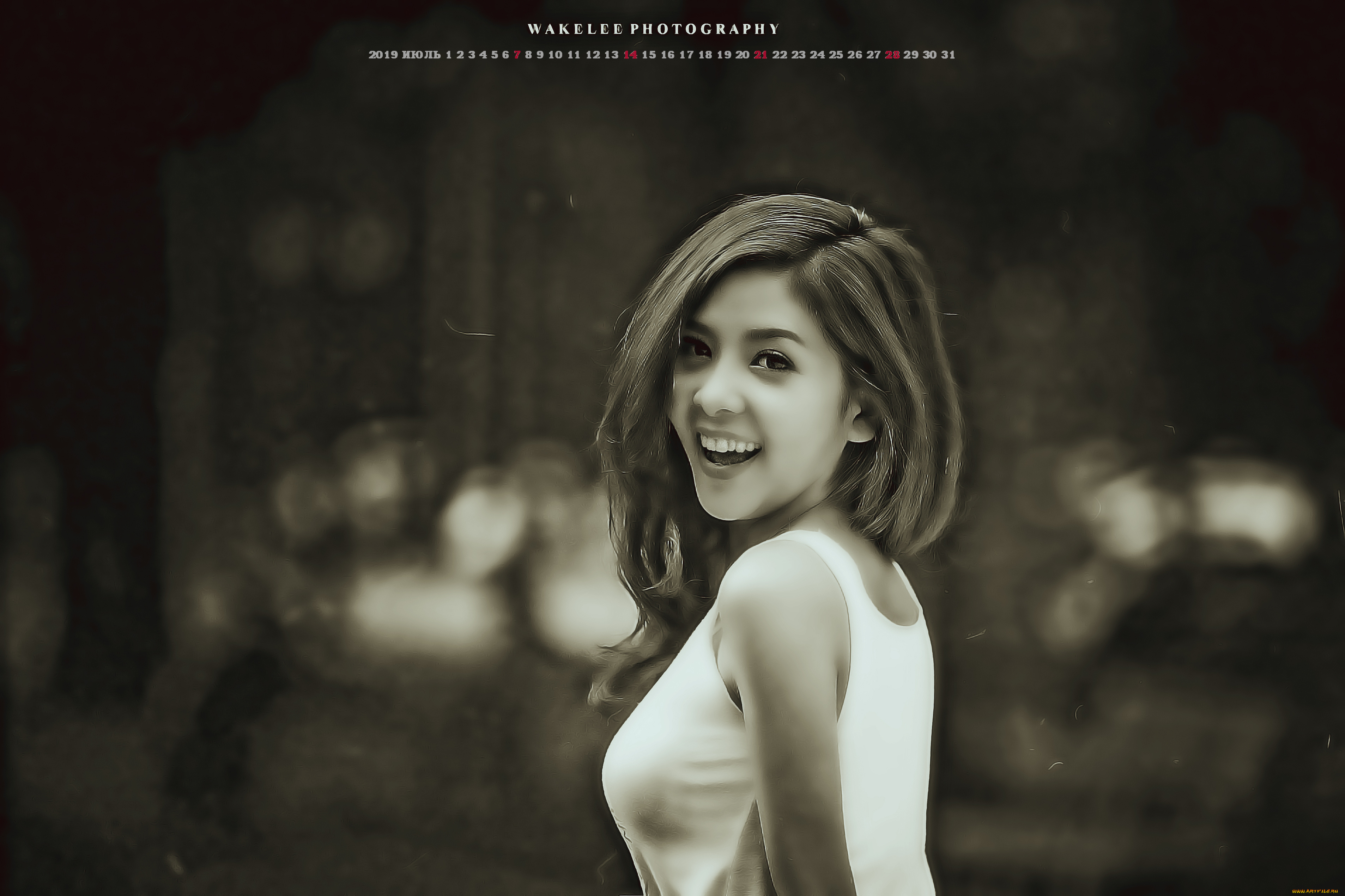 календари, компьютерный, дизайн, боке, девушка, улыбка, 2019, calendar, женщина