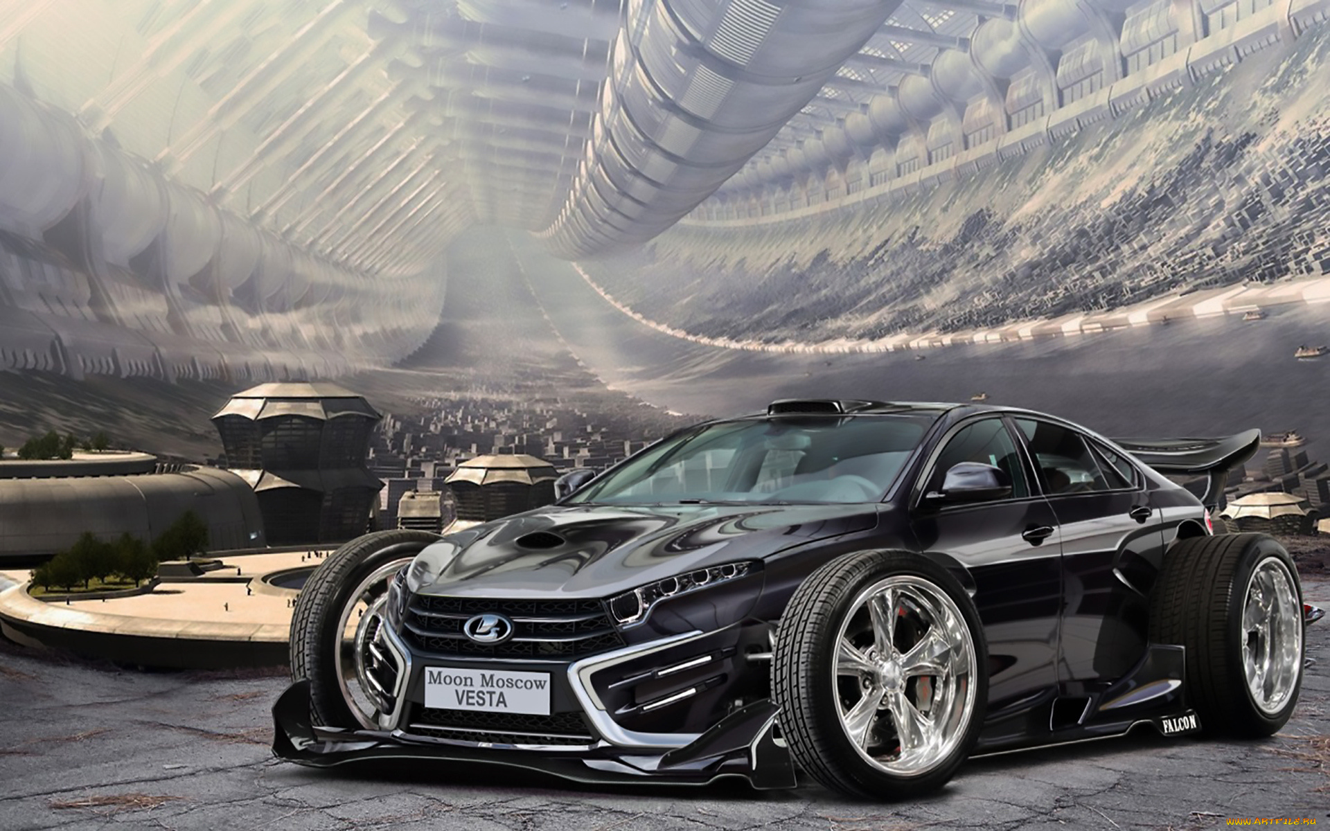 автомобили, виртуальный, тюнинг, город, трубы, будущее, машина