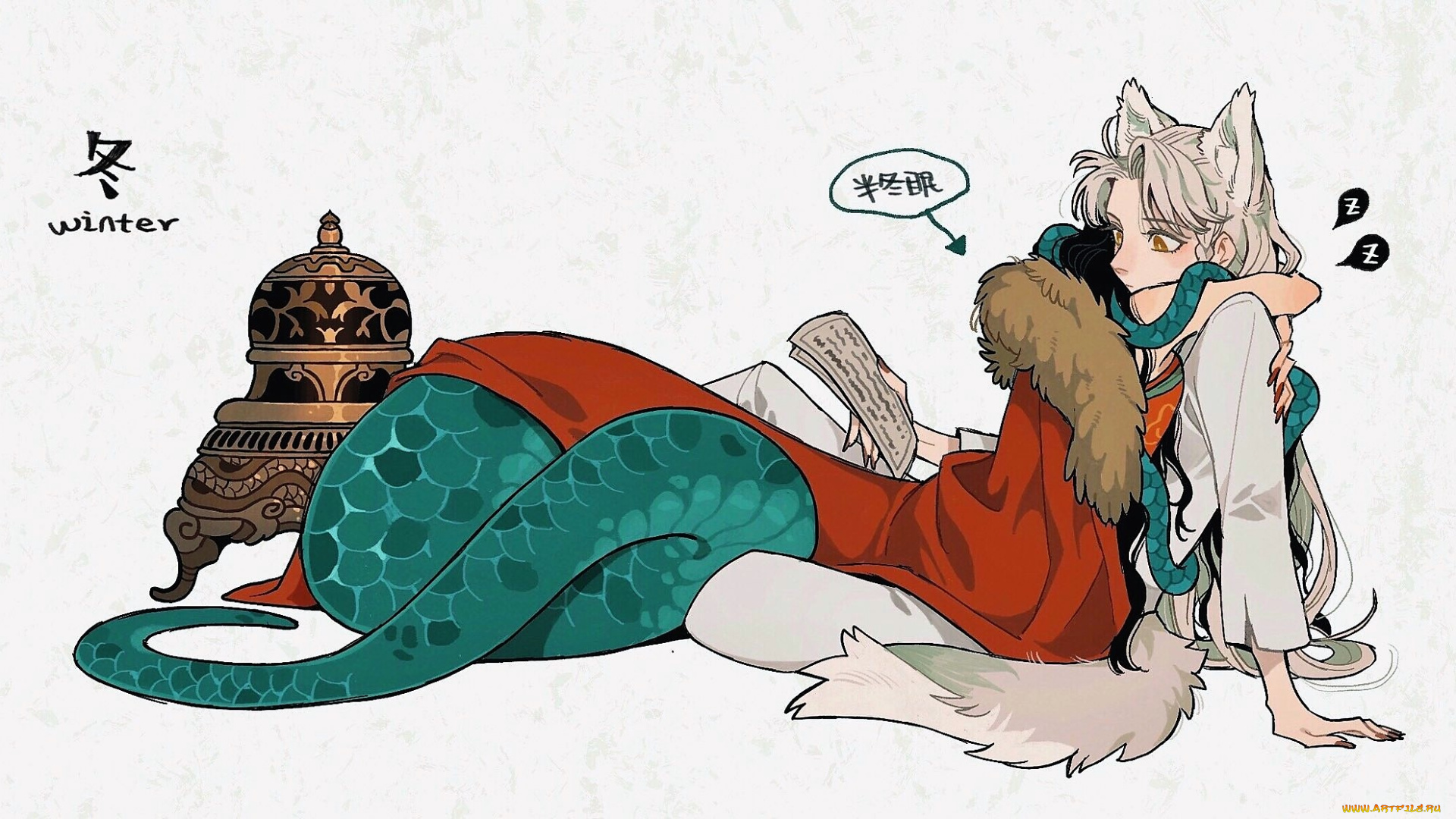 аниме, животные, , существа, существа, шуба