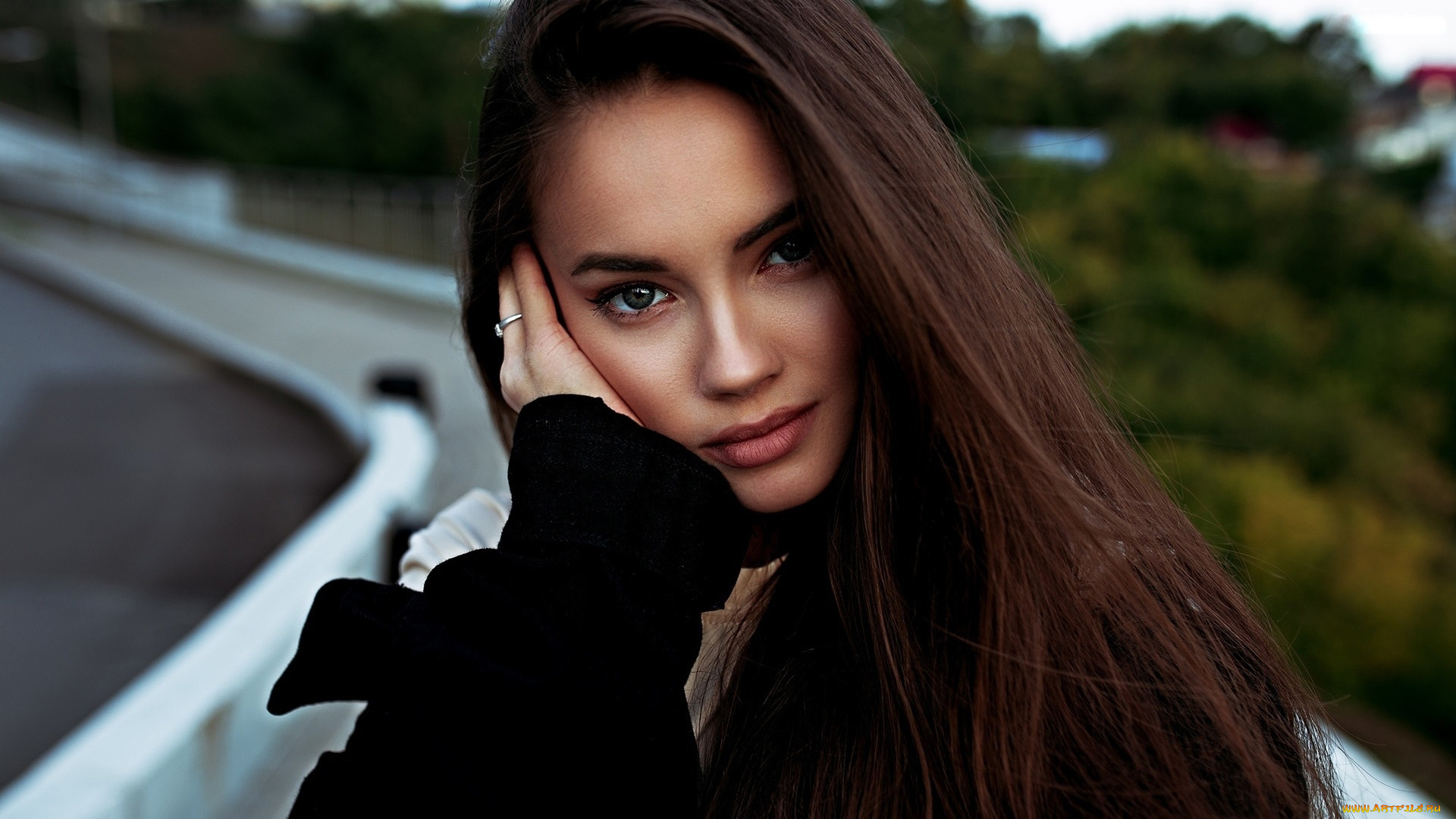 девушки, -, лица, , портреты, брюнетка, взгляд