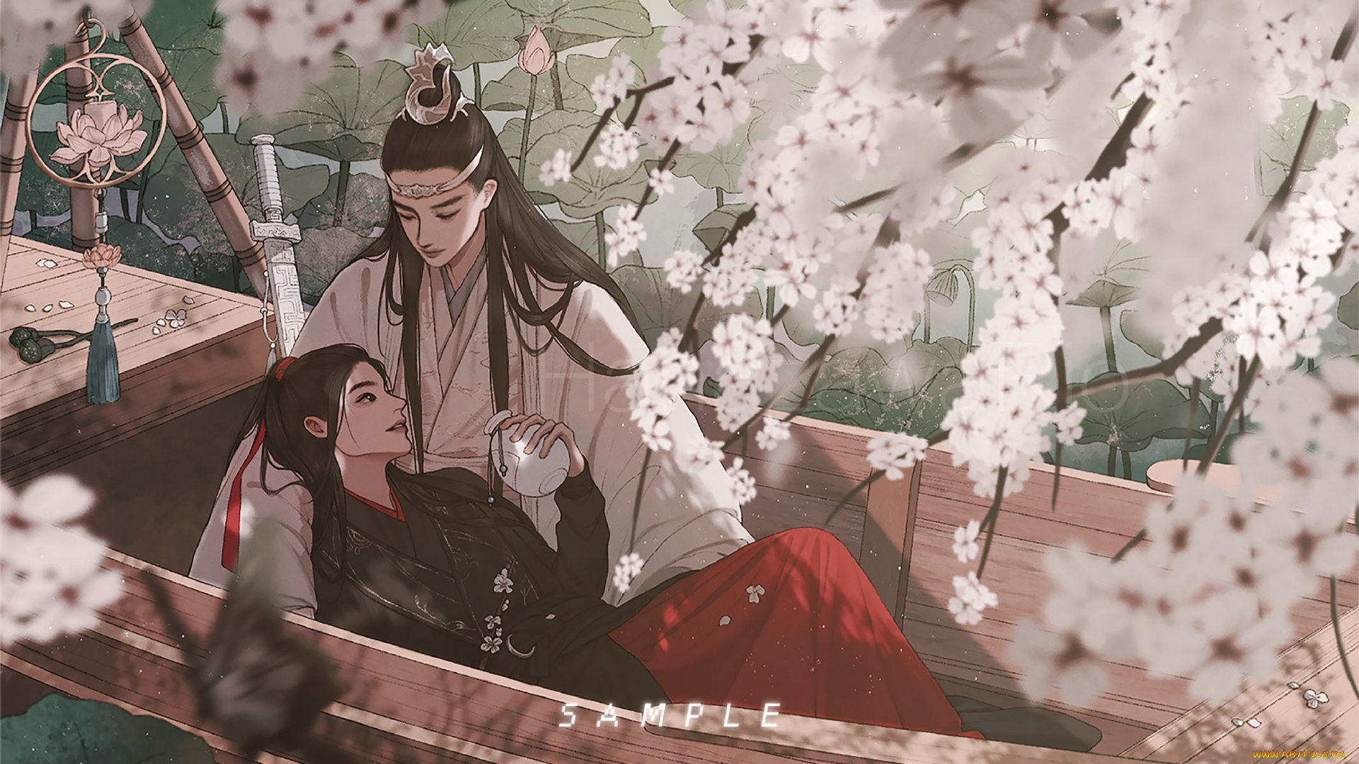 рисованное, кино, , мультфильмы, вэй, усянь, лань, ванцзы, лодка, цветение