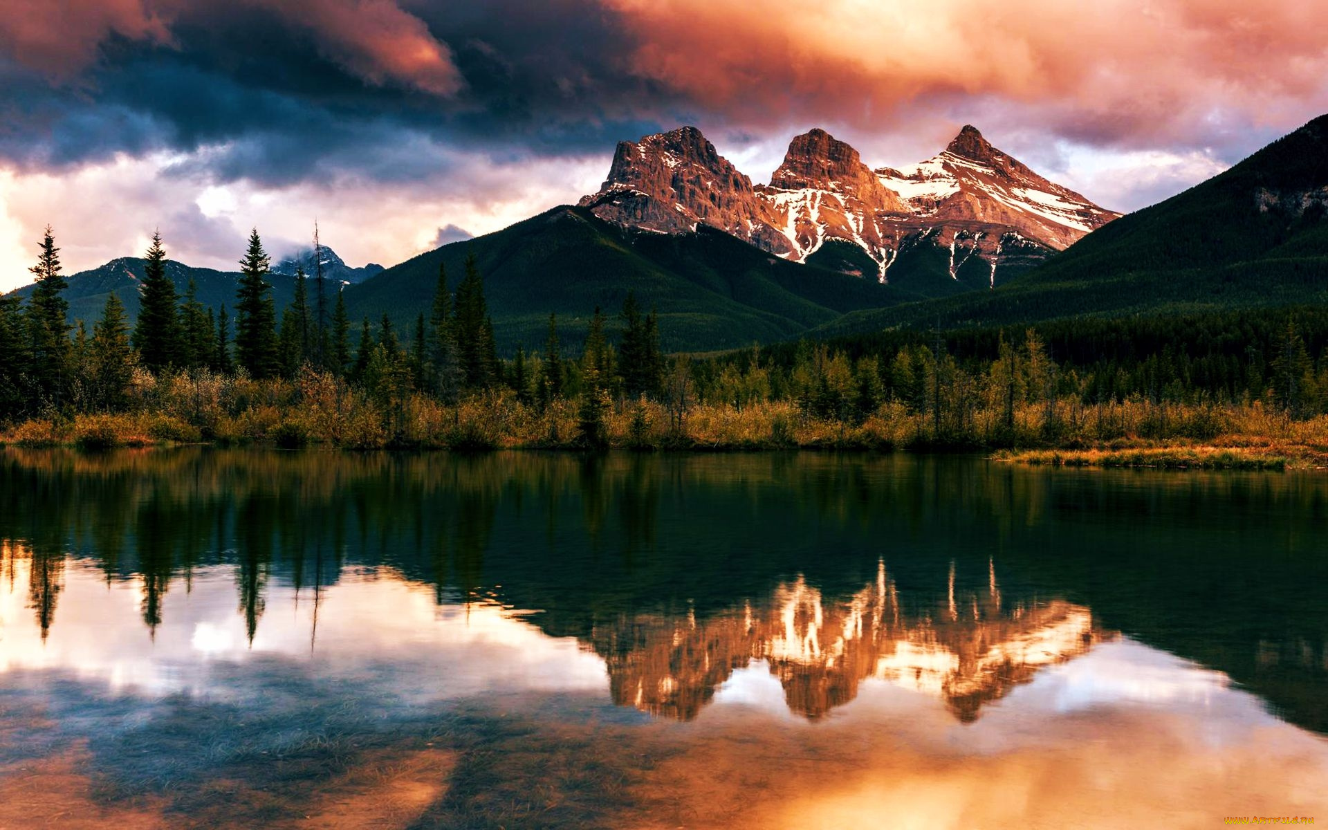 the, three, sisters, in, the, canadian, rockies, природа, пейзажи, the, three, sisters, in, canadian, rockies