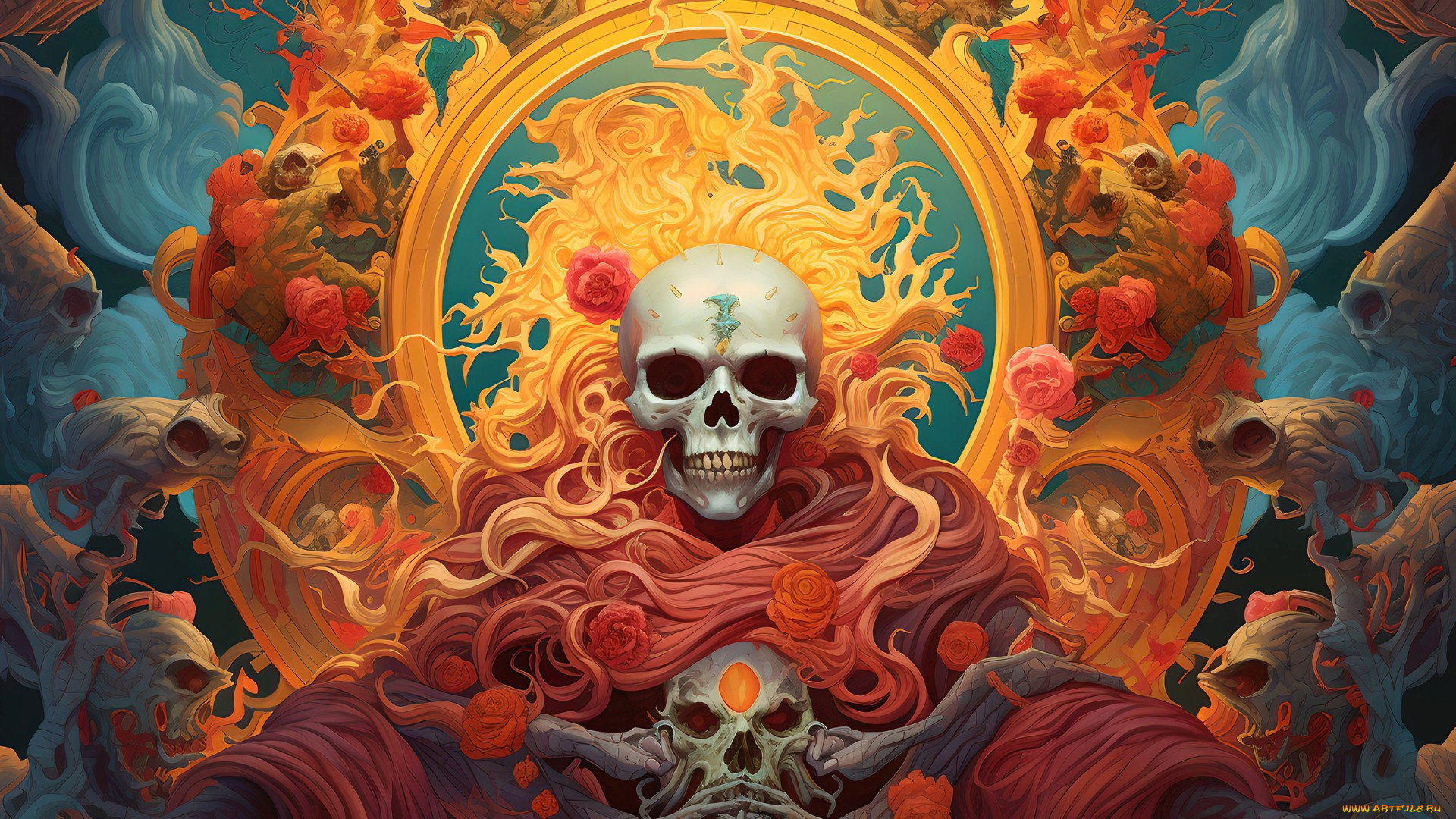 фэнтези, нежить, нейросети, графика, нейроарт, ai, art, нейронные, сети, рисунки, нейро, искусство, череп