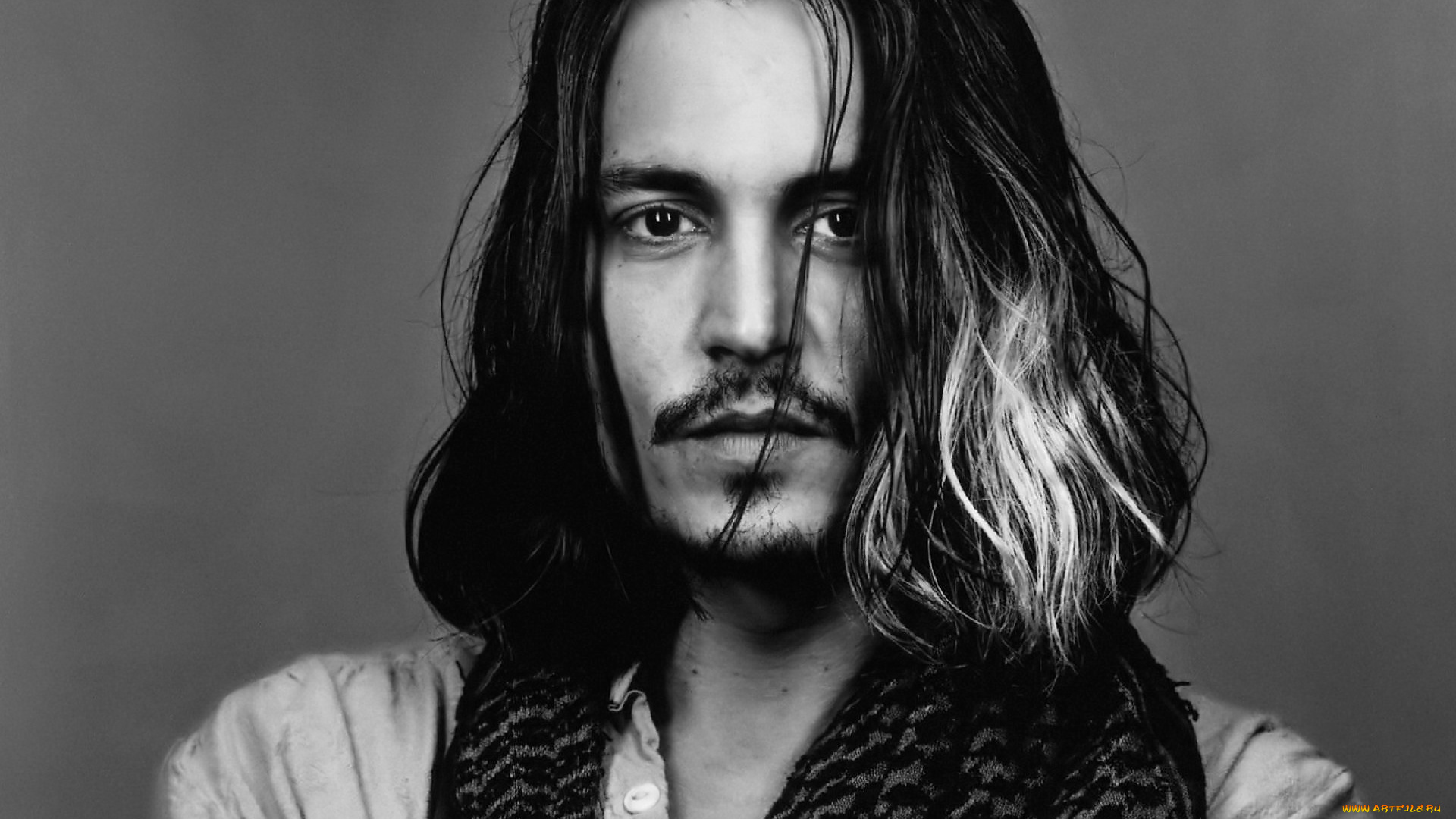 мужчины, johnny, depp, актер, лицо, шарф, усы