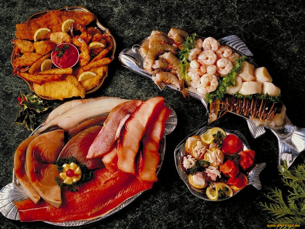 еда, рыбные, блюда, морепродуктами