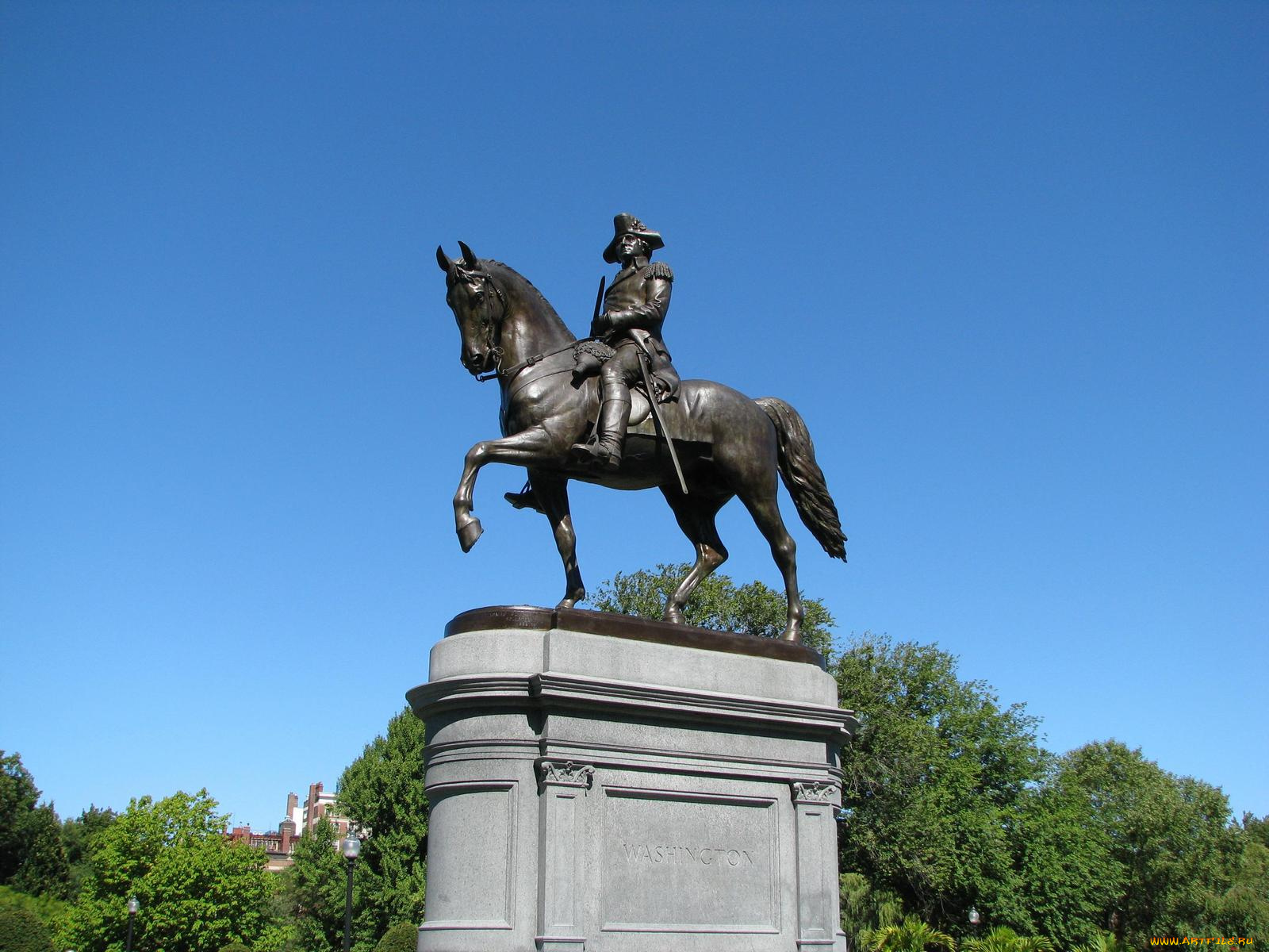 статуя, вашингтона, города, вашингтон, сша