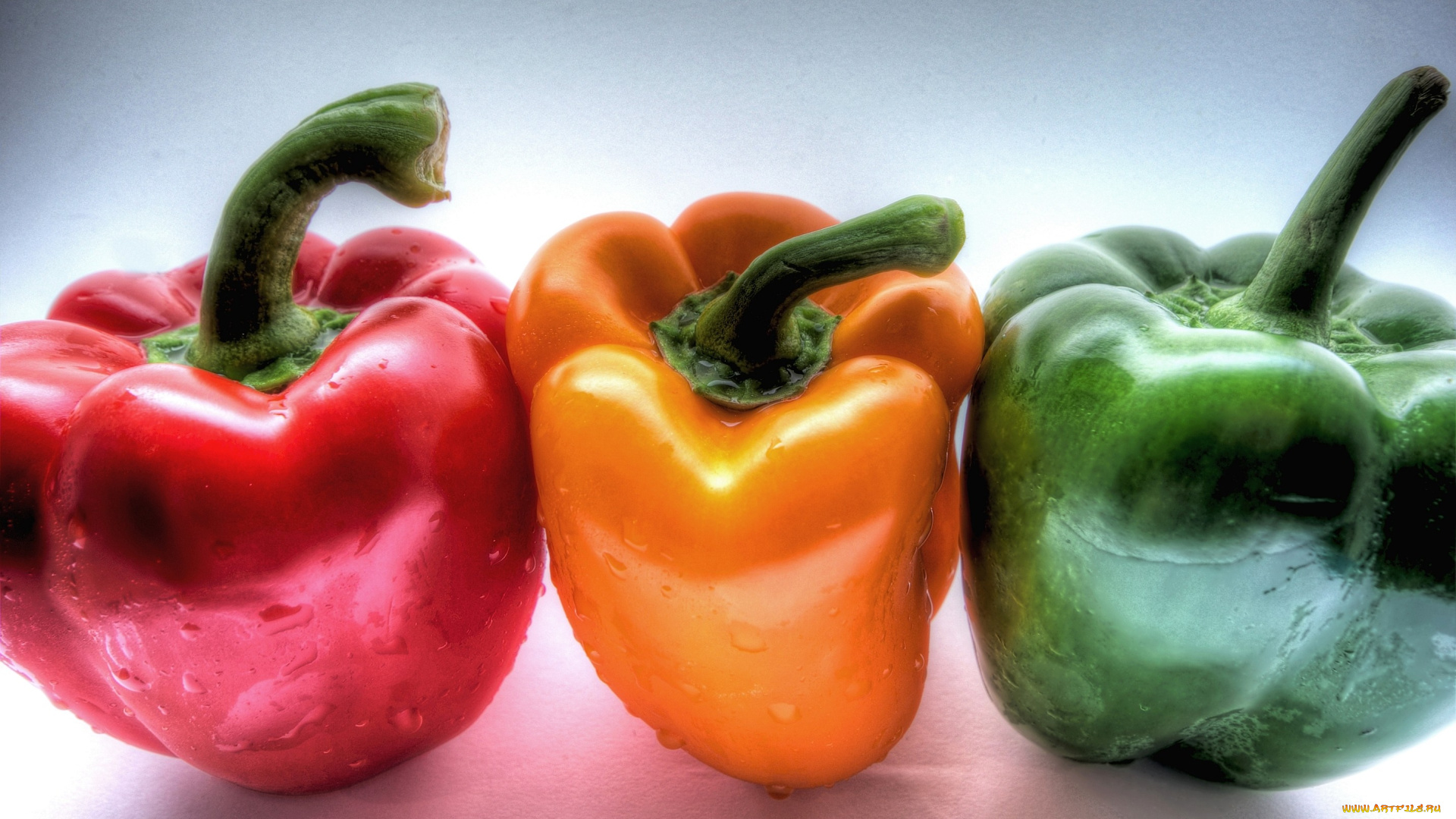 еда, перец, зеленый, желтый, красный