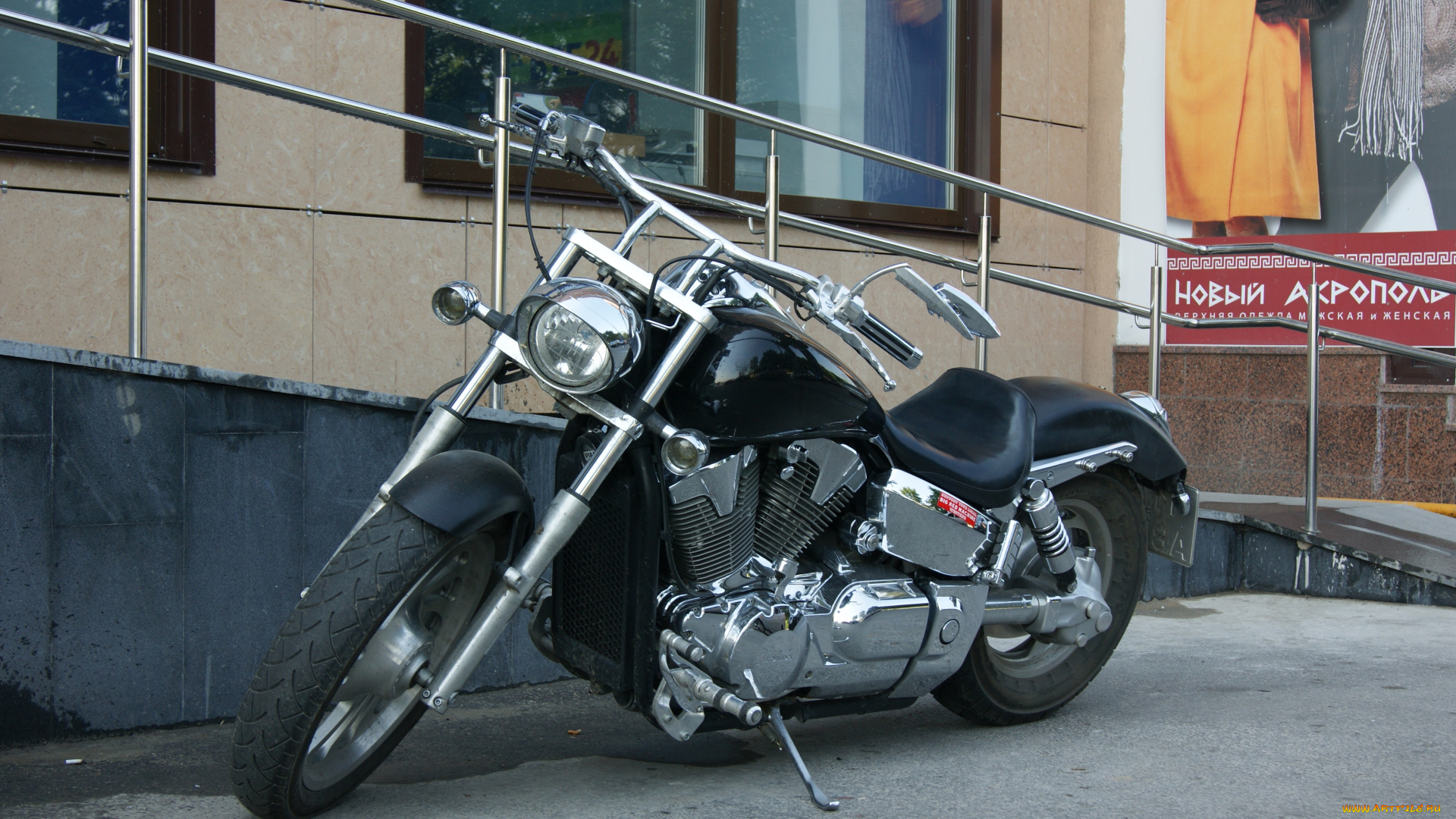 мотоциклы, customs, асфальт, окно, пандус, магазин