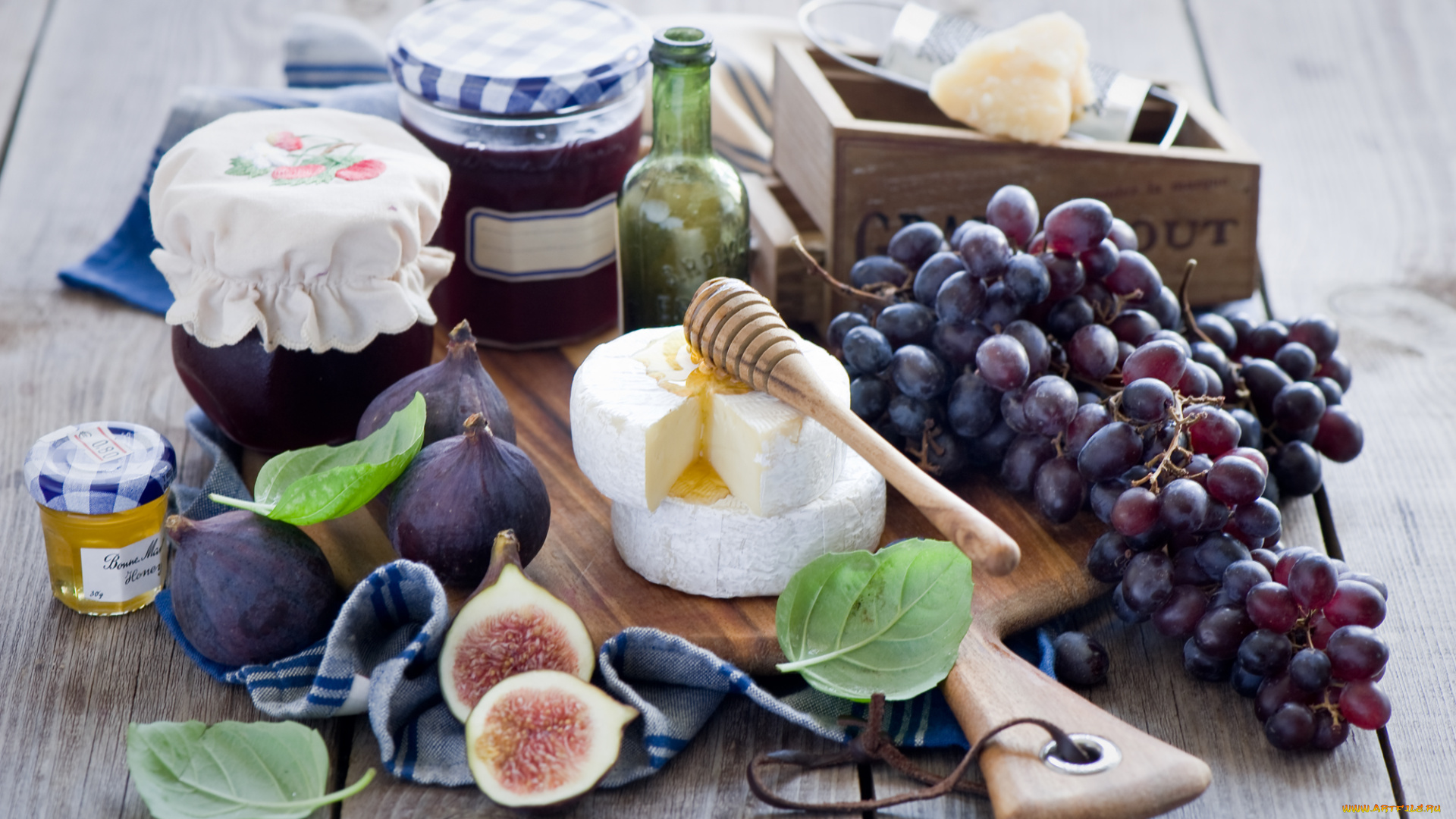 еда, натюрморт, инжир, сыр, виноград