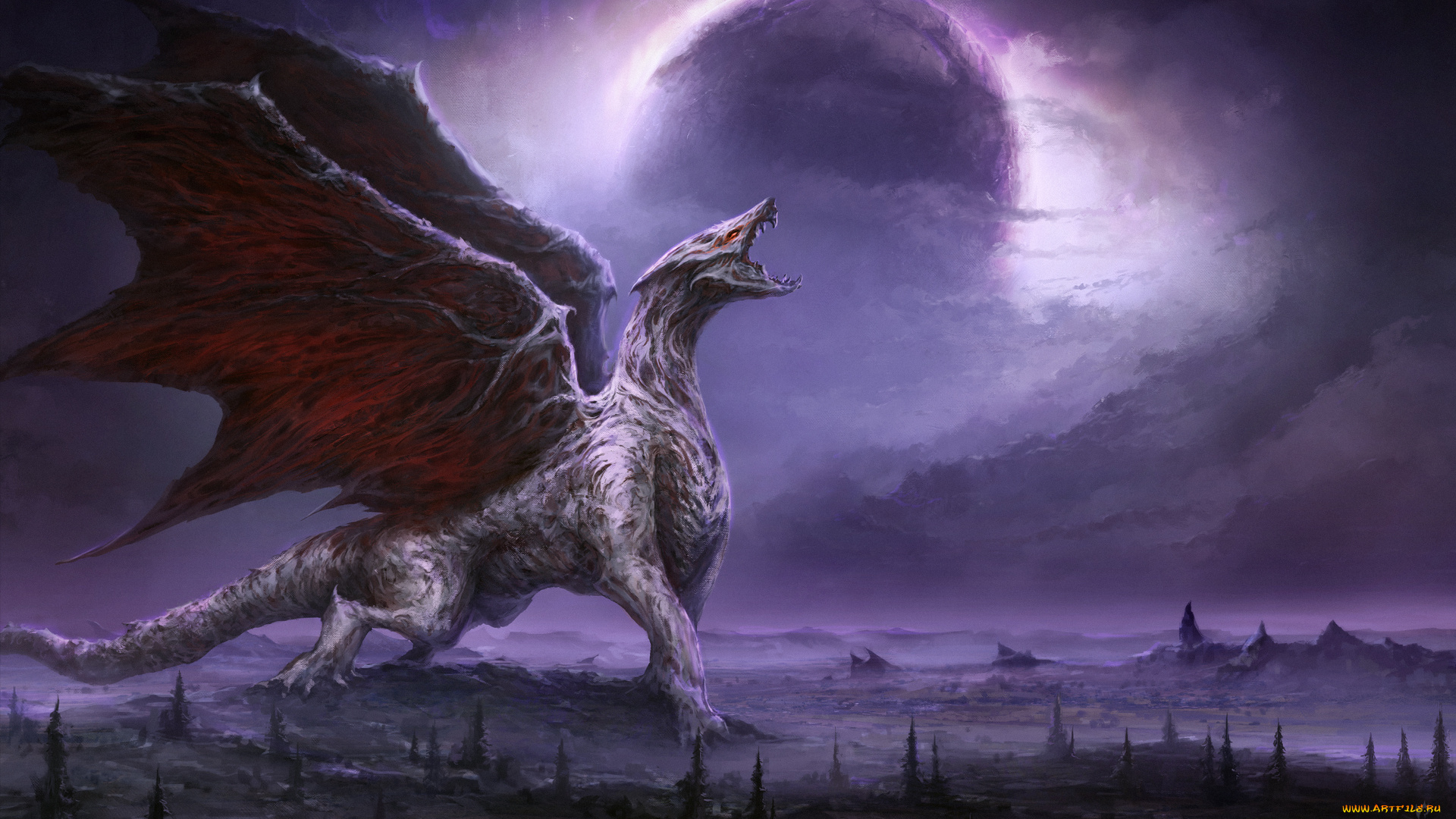 фэнтези, драконы, планета, дракон, крылья, гигантский, арт