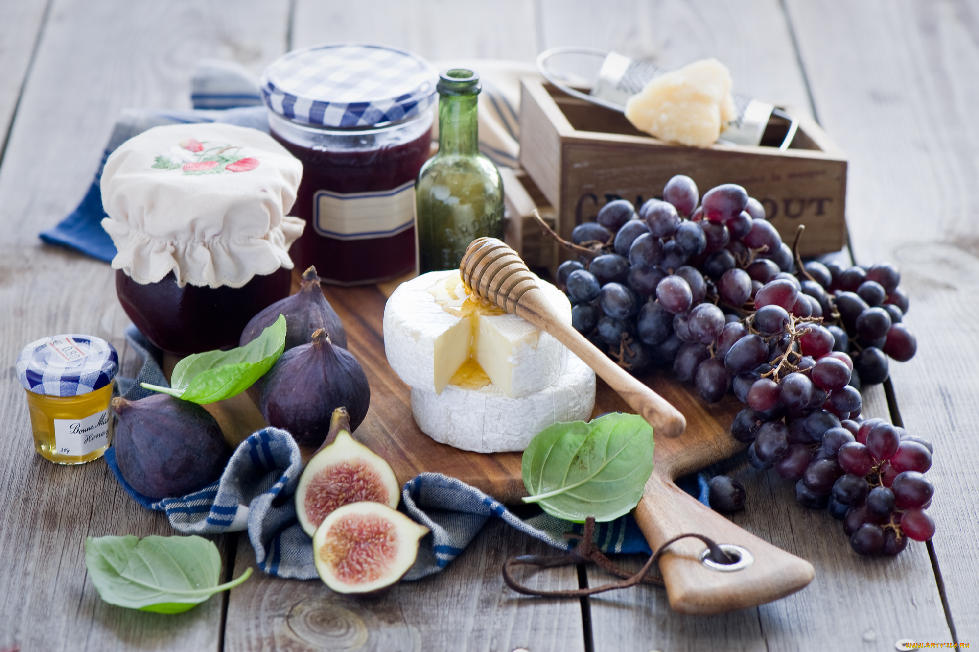 еда, натюрморт, инжир, сыр, виноград