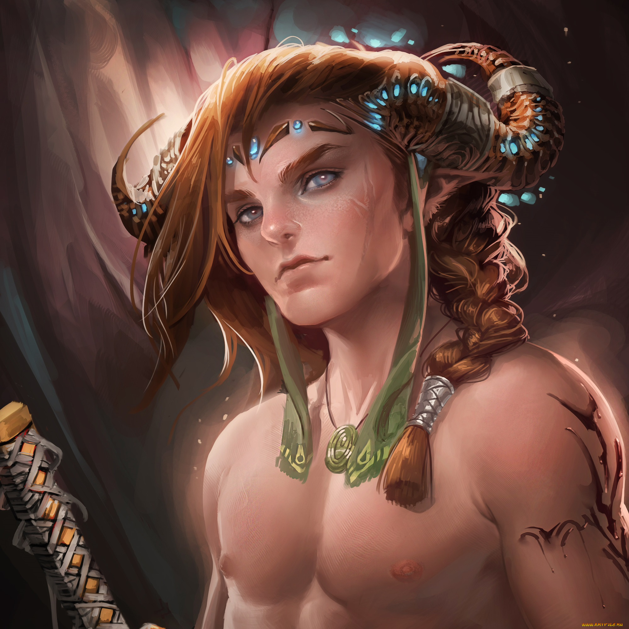 фэнтези, существа, арт, парень, sakimichan