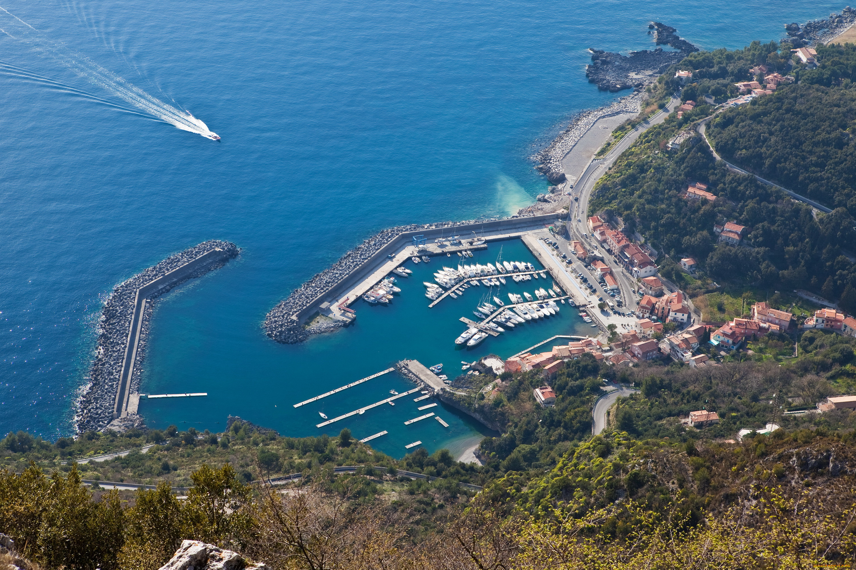 маратеа, италия, города, -, панорамы, maratea, italy, дома, набережная, причалы