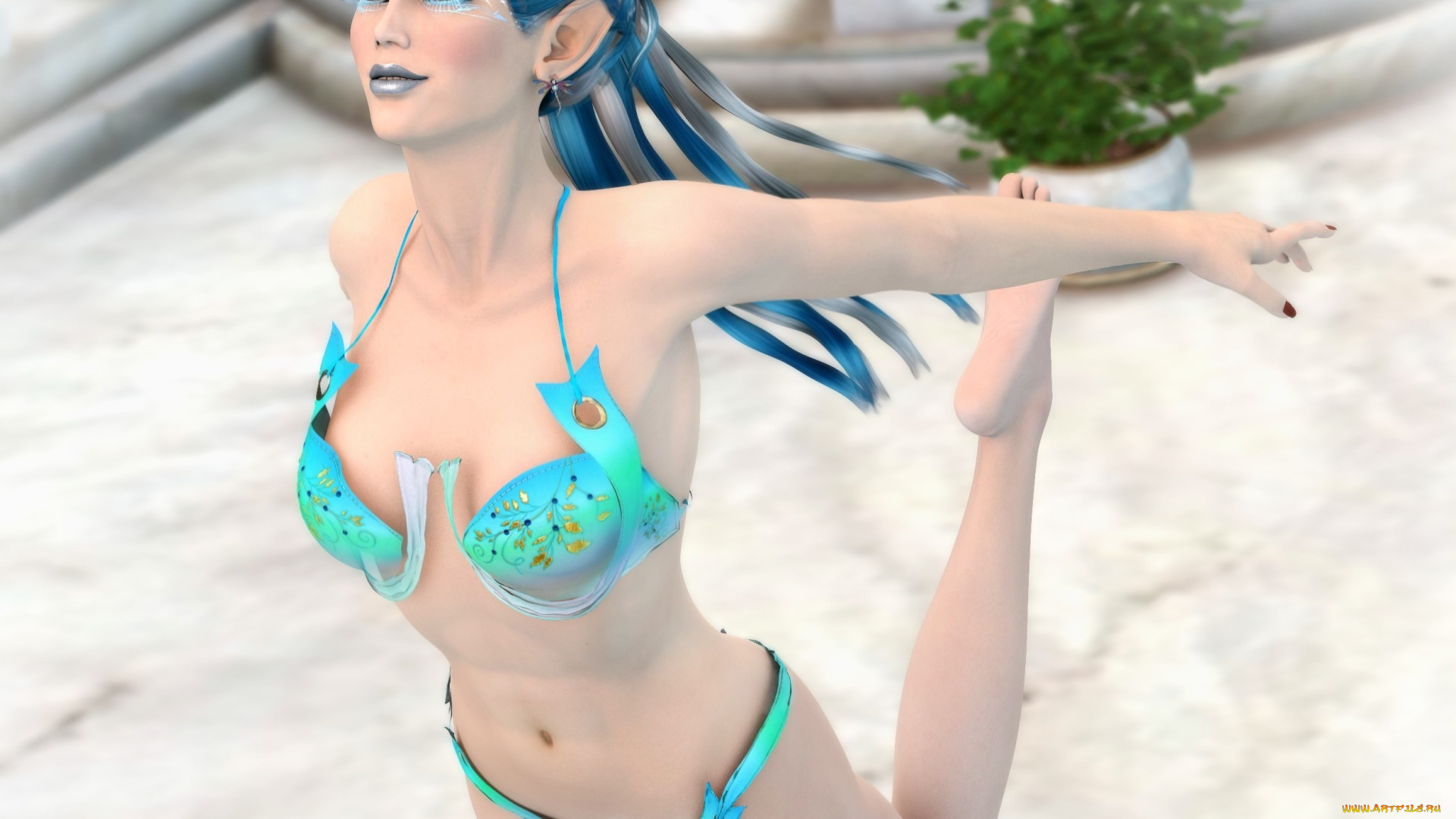 3д, графика, эльфы, , elves, эльфийка, взгляд, фон