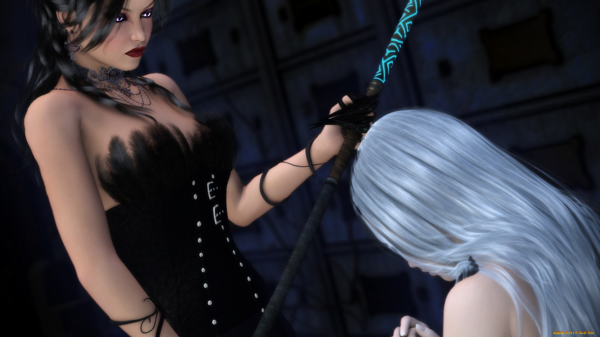 3д, графика, фантазия, , fantasy, девушки, взгляд, фон, перья