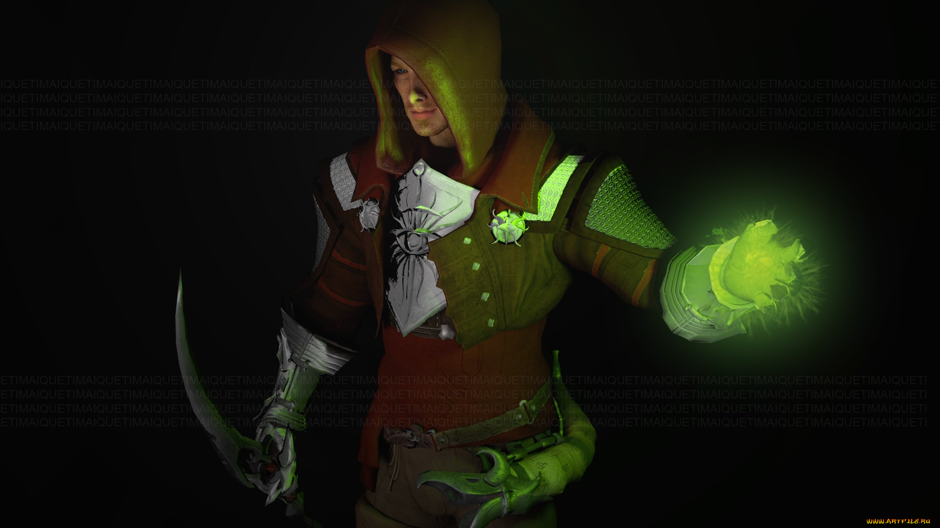 3д, графика, фантазия, , fantasy, мужчина, взгляд, фон, оружие, магия