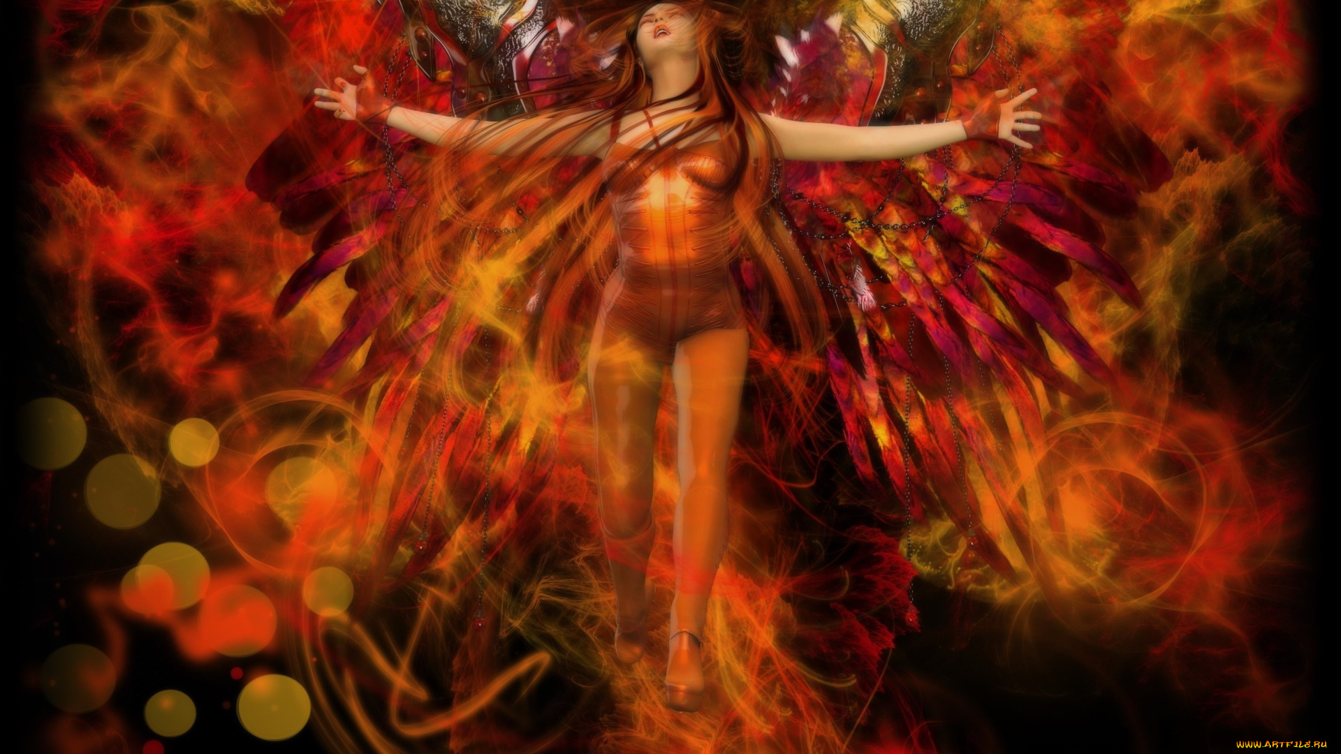 3д, графика, существа, , creatures, девушка, взгляд, фон, демон