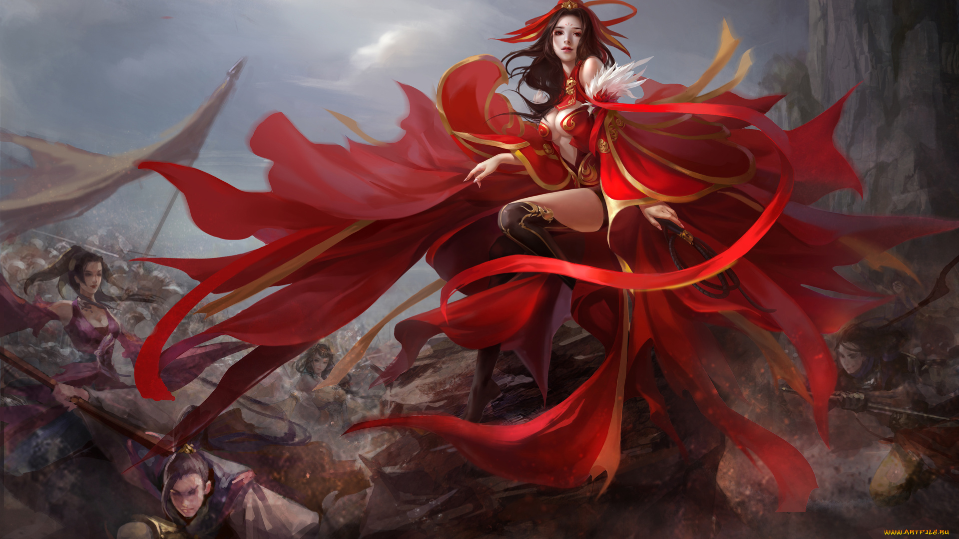 фэнтези, девушки, плеть, бой, девушка, арт