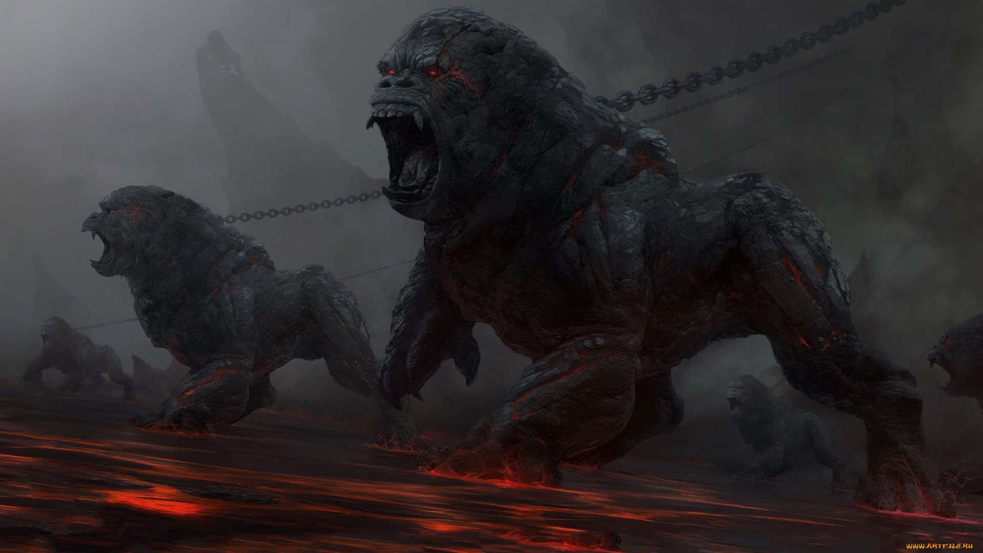 фэнтези, существа, гориллы, монстры