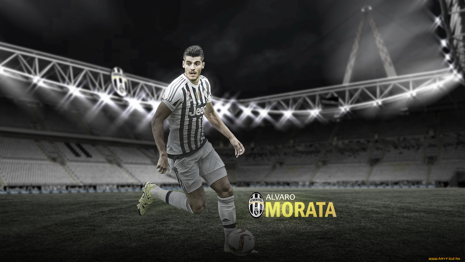 спорт, футбол, стадион, мяч, фон, взгляд, игрок