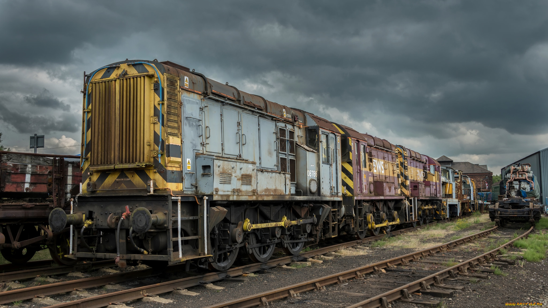 техника, поезда, железная, дорога, рельсы, локомотив, состав