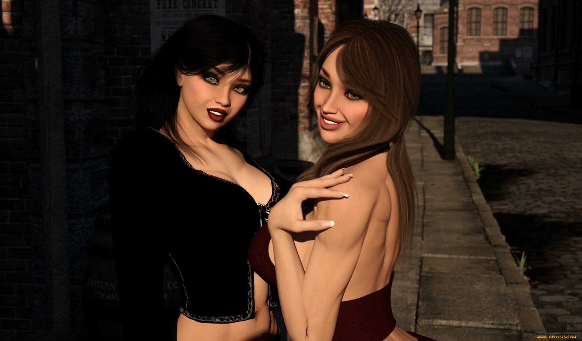 3д, графика, люди, , people, девушки, взгляд, фон