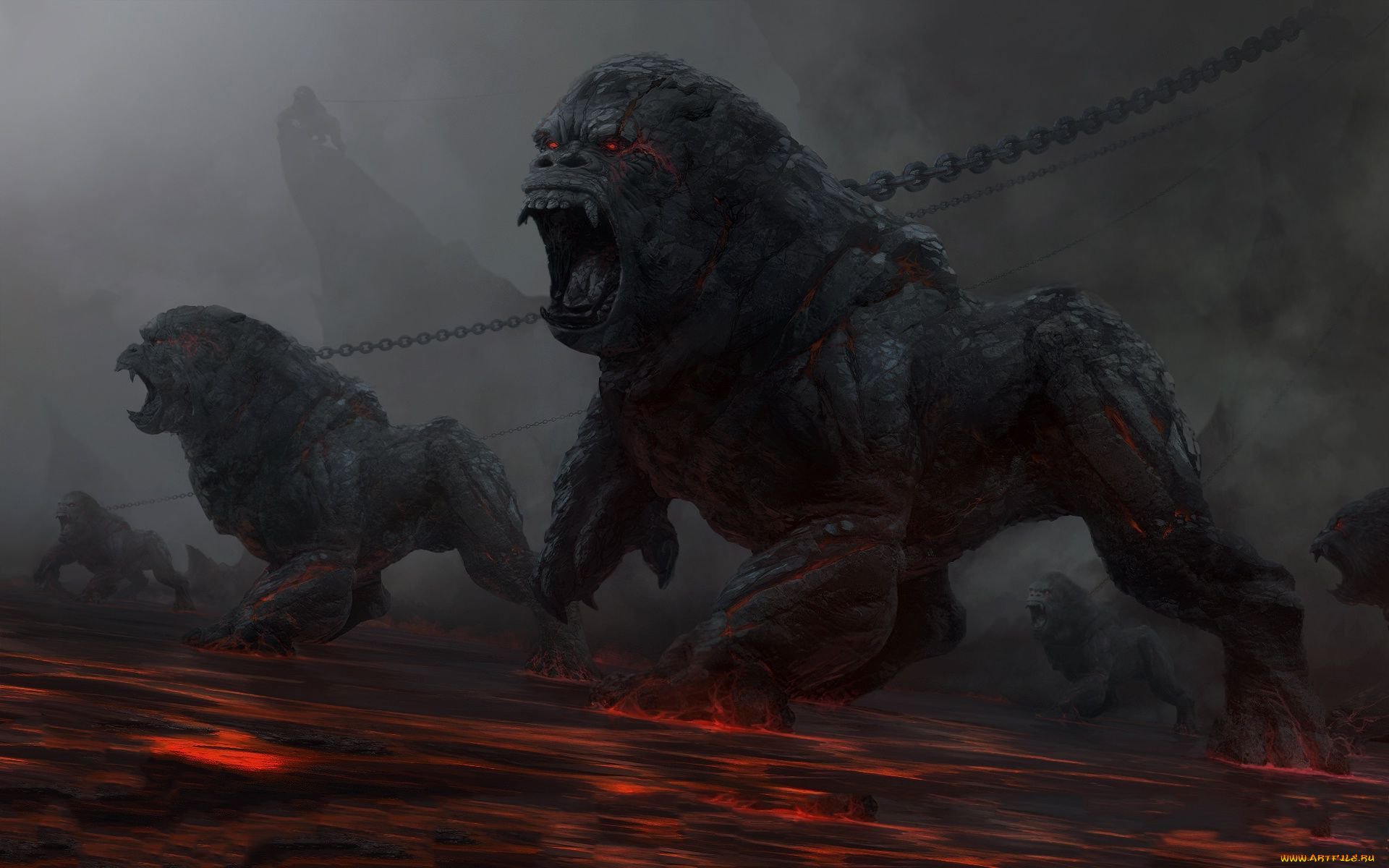 фэнтези, существа, гориллы, монстры