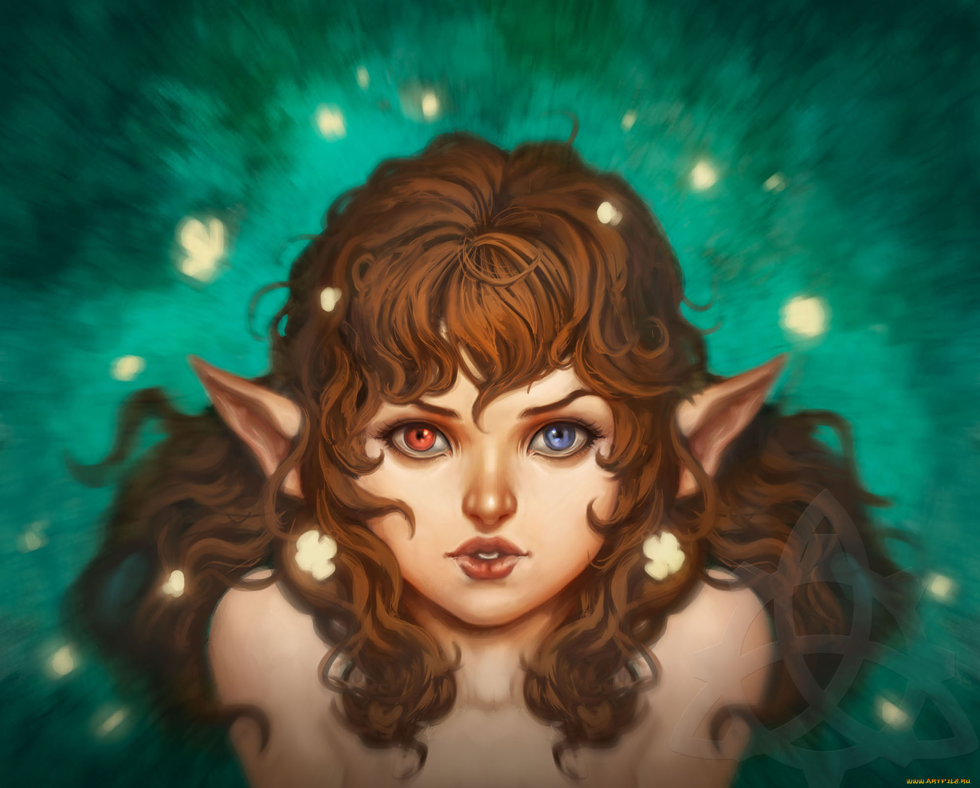 фэнтези, эльфы, арт, девочка, взгляд, эльф