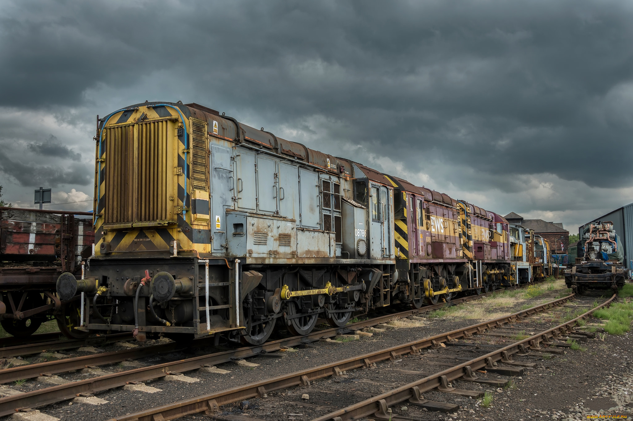 техника, поезда, железная, дорога, рельсы, локомотив, состав