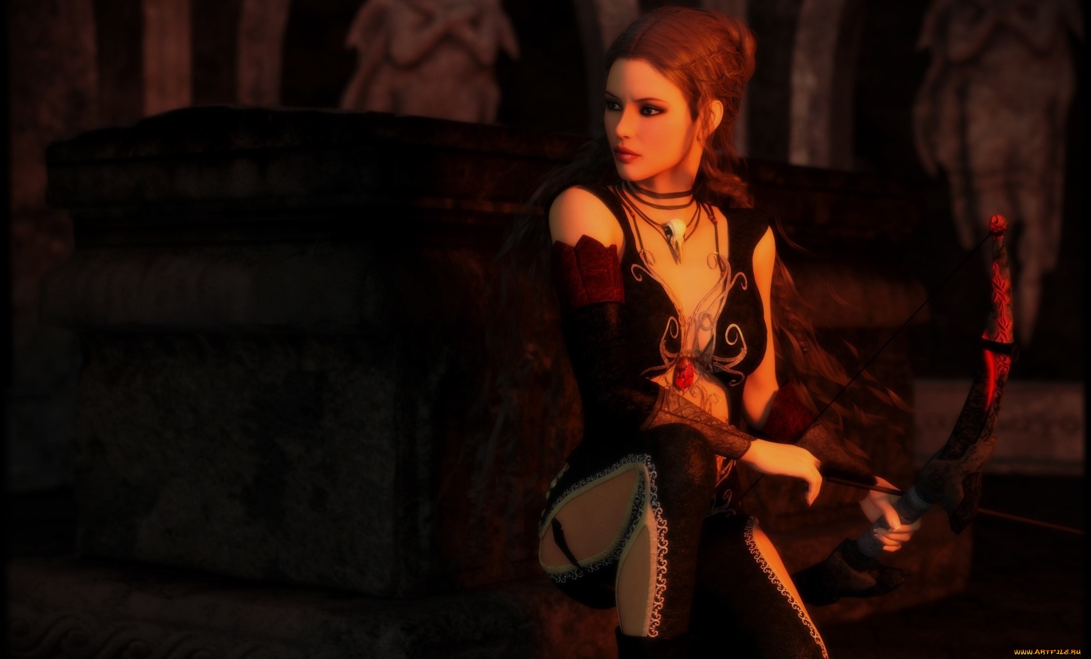 3д, графика, амазонки, , amazon, девушка, взгляд, фон, лук