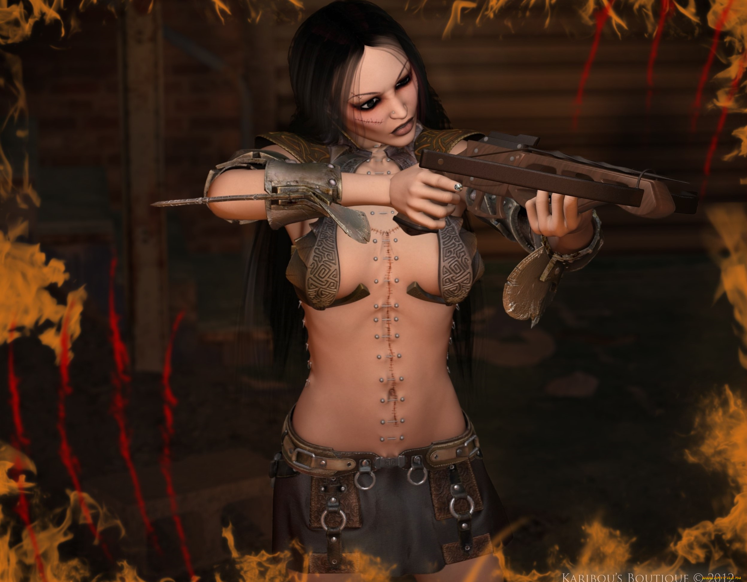 3д, графика, фантазия, , fantasy, оружие, фон, взгляд, девушка