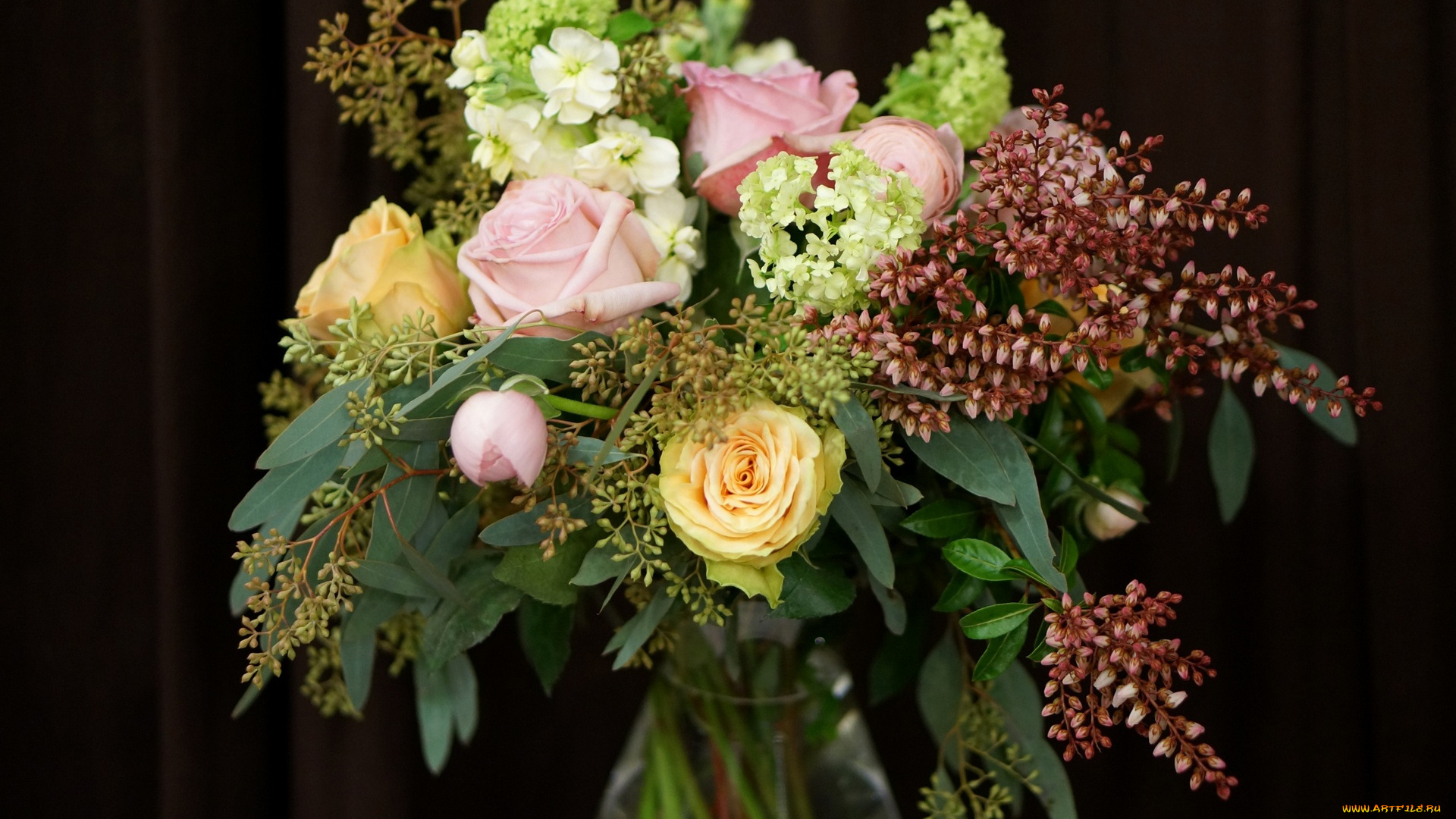 цветы, букеты, , композиции, черный, фон, разноцветные