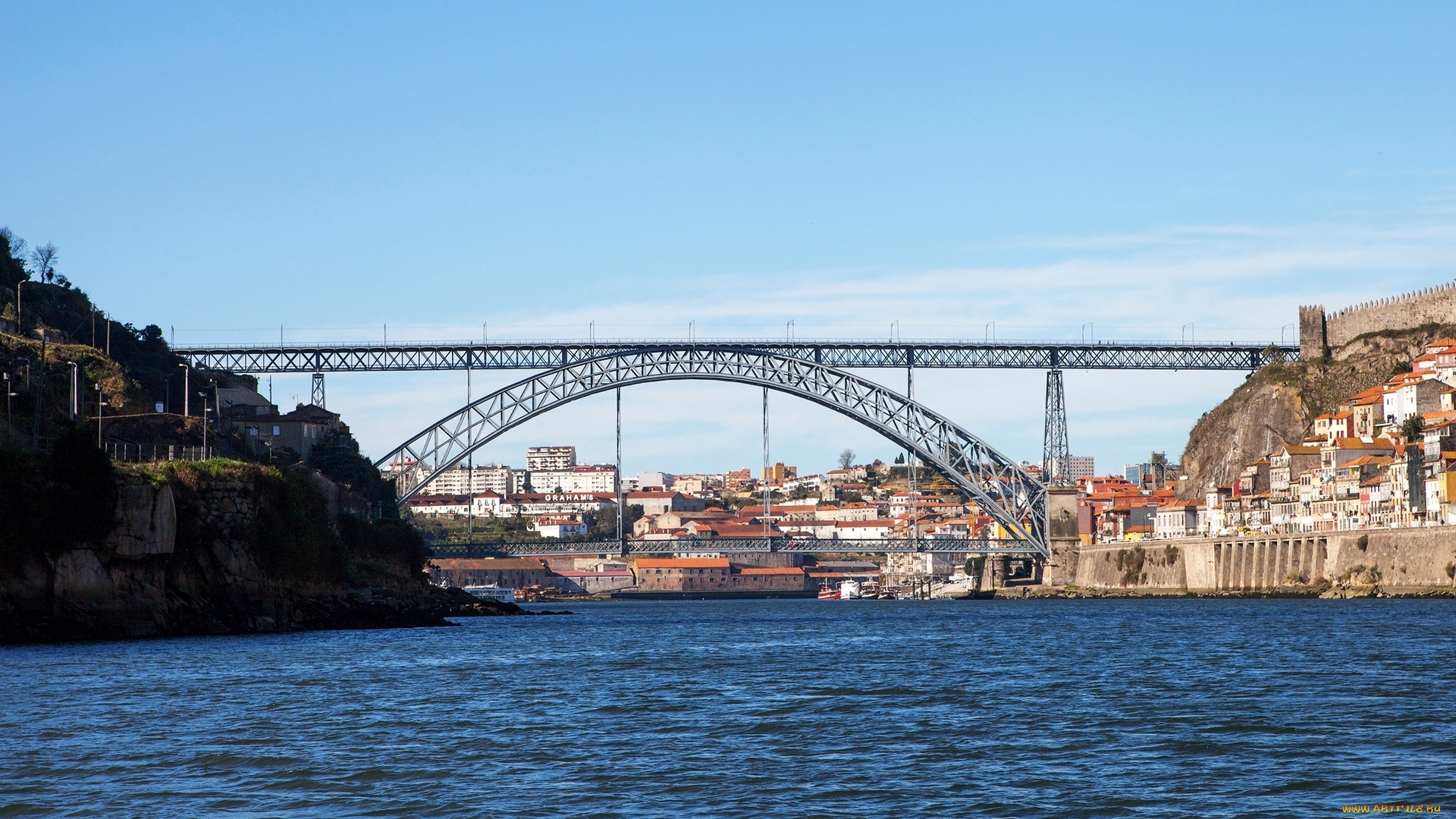 города, -, мосты, водоем, здания