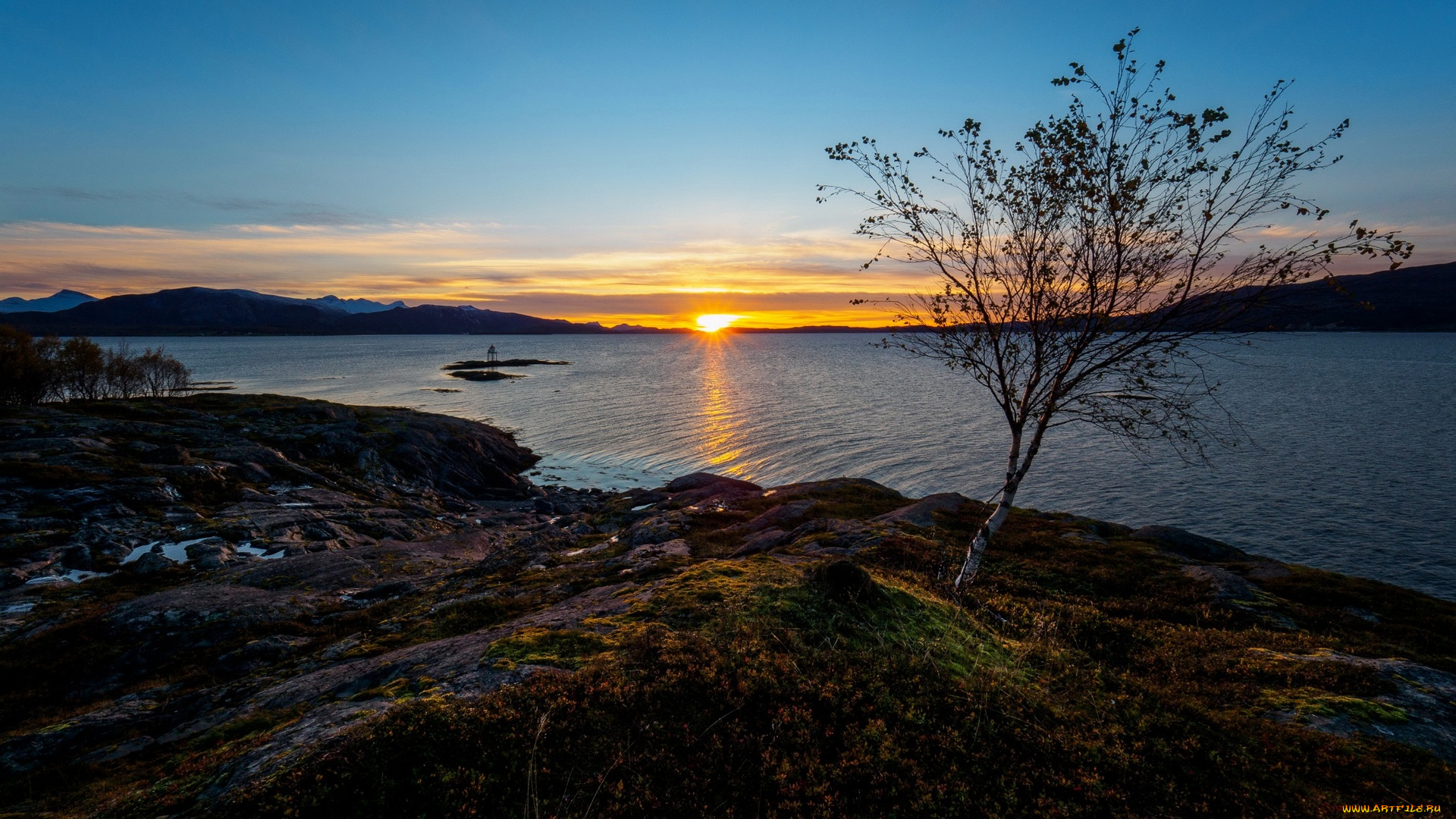 норвегия, природа, восходы, закаты, облака, растения, камни, деревья, водоем, горы