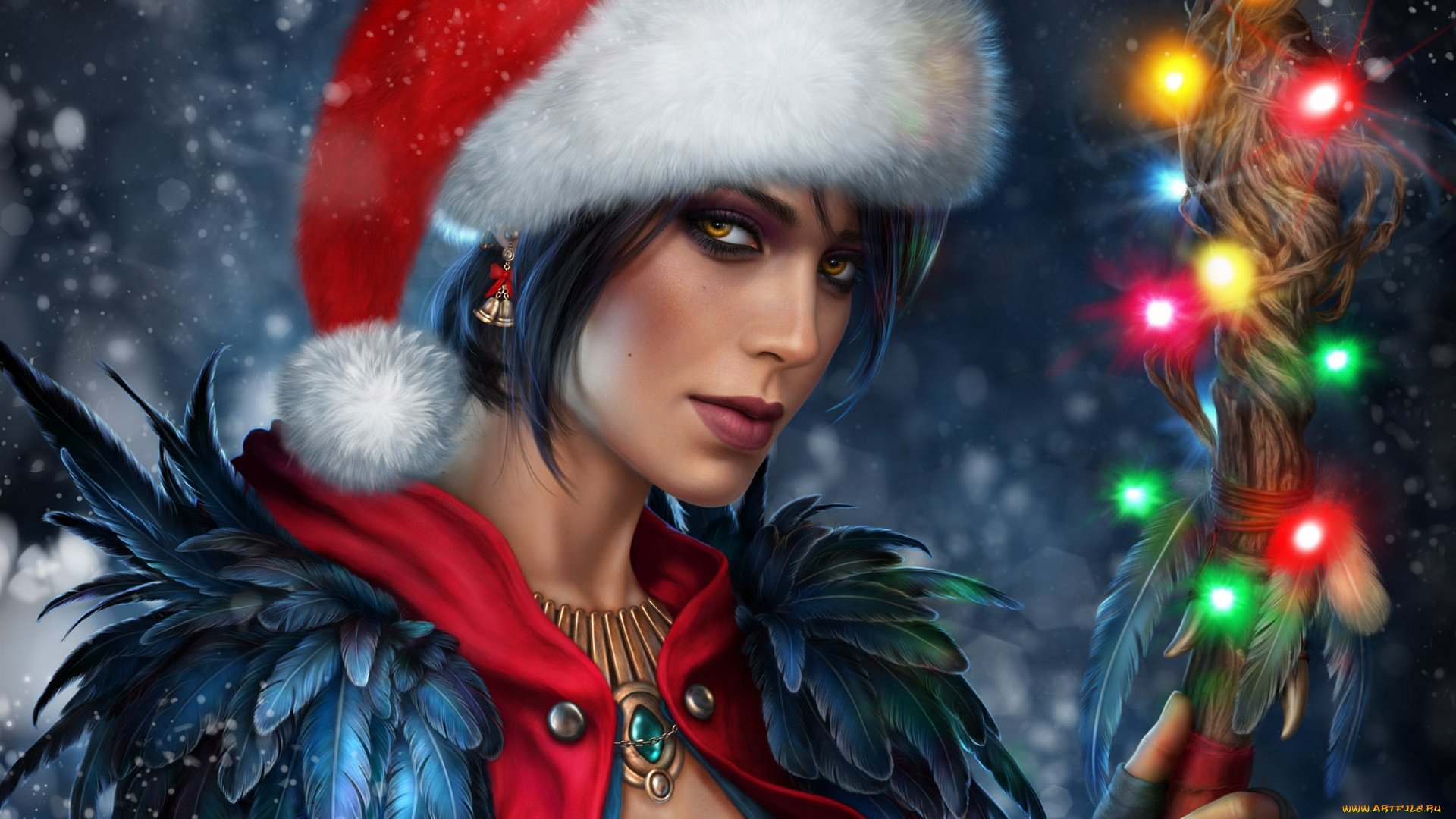 праздничные, векторная, графика, , новый, год, колье, перья, ожерелье, гирлянда