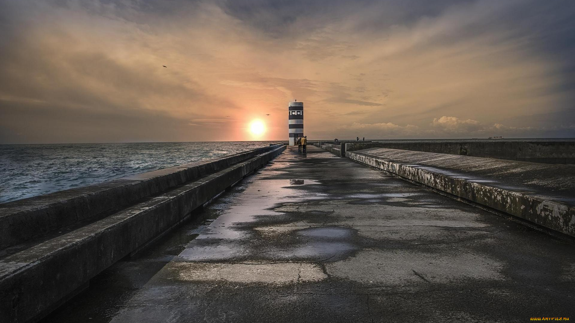 природа, маяки, пейзаж, море, закат, маяк